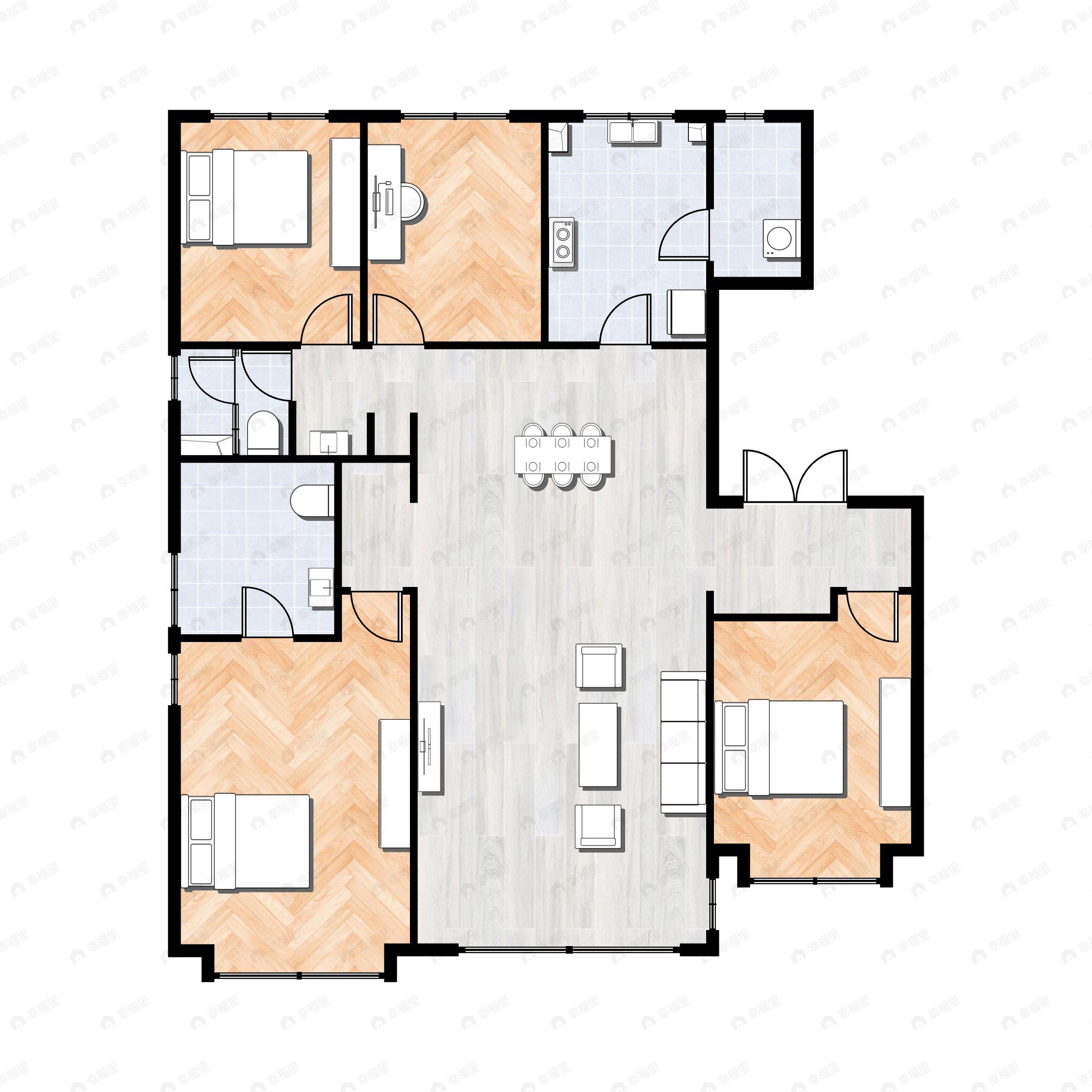 体北鲁能公馆4室2厅2卫户型图