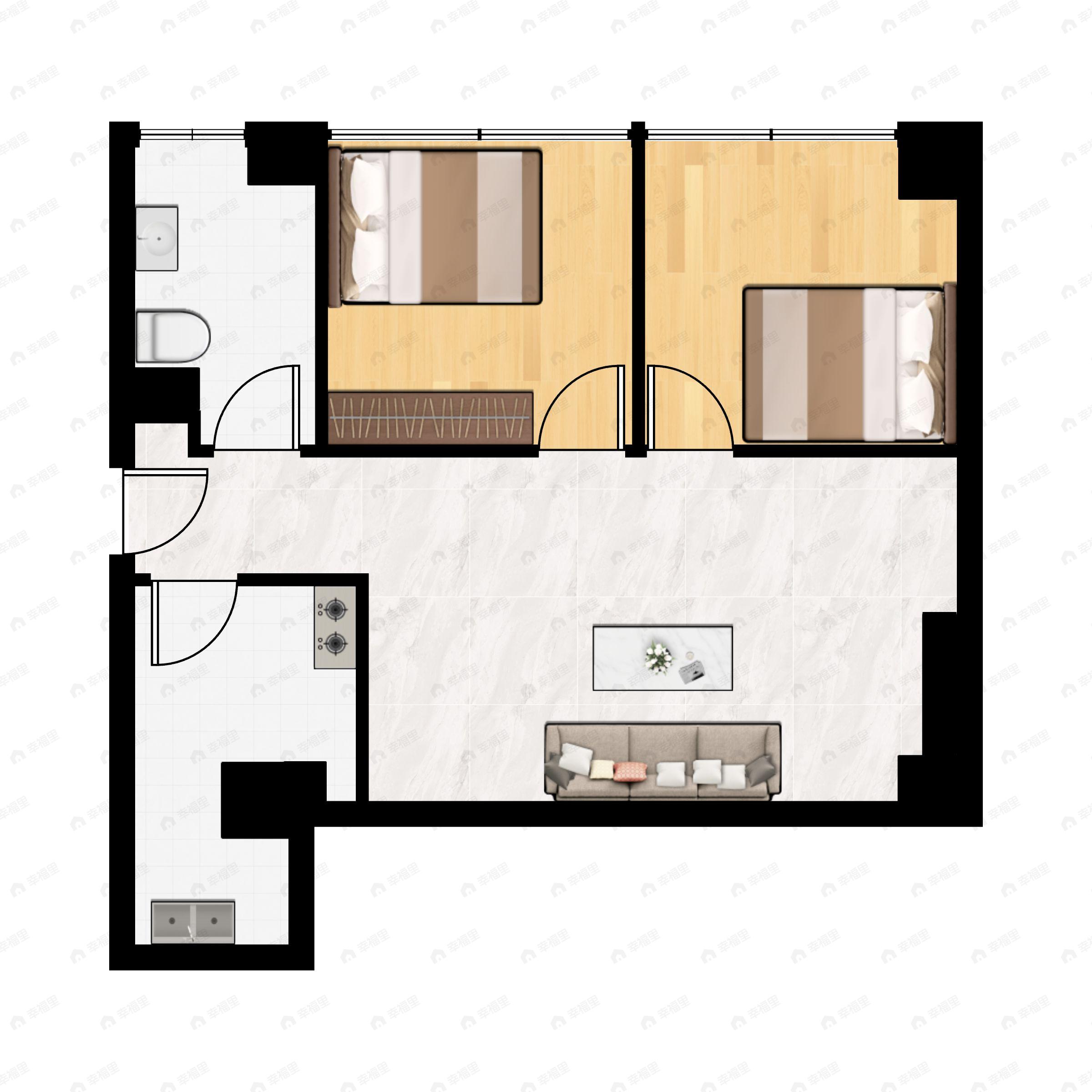 1室1厅1卫建面81m²南户型图