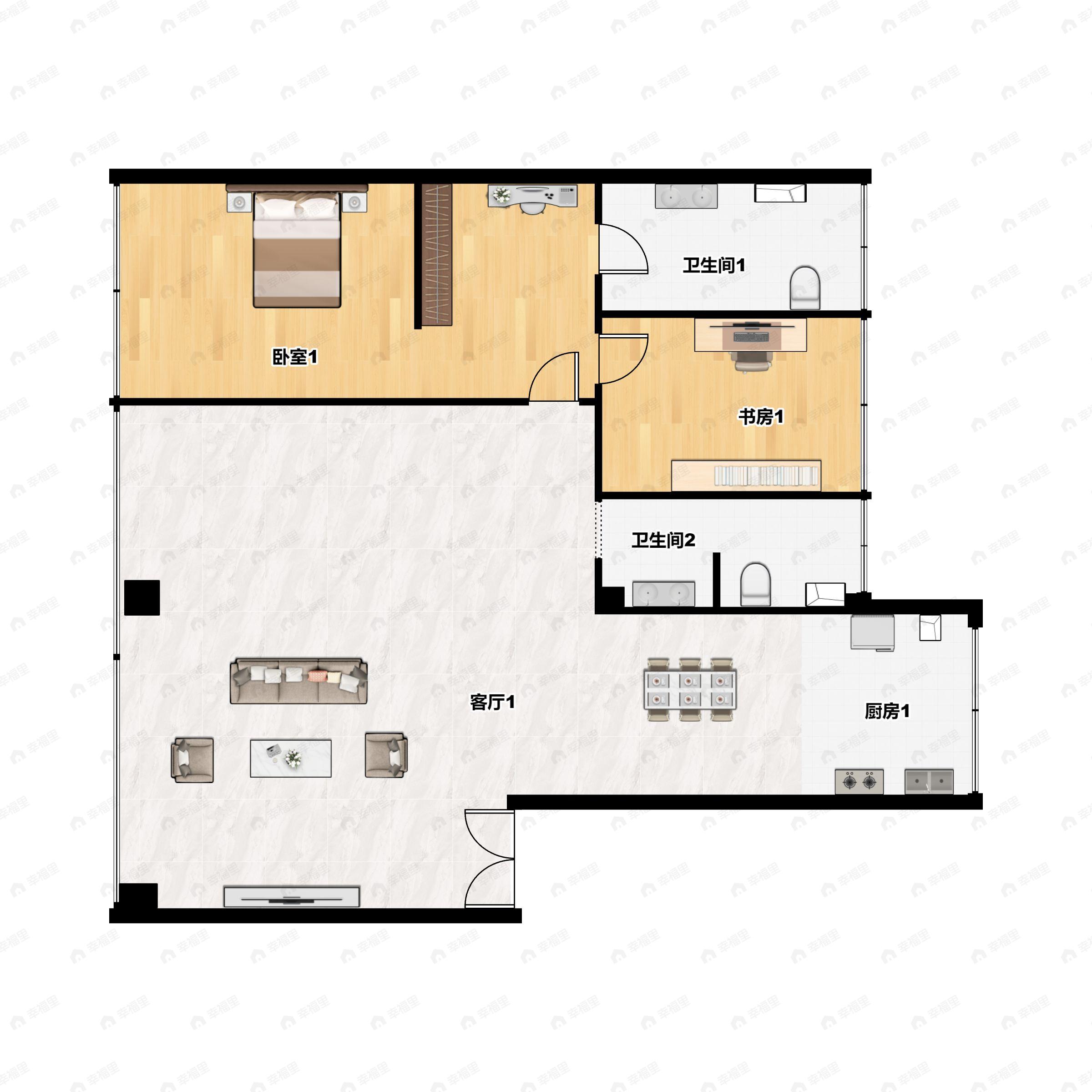 金旅城·南璟未来2室2厅2卫户型图