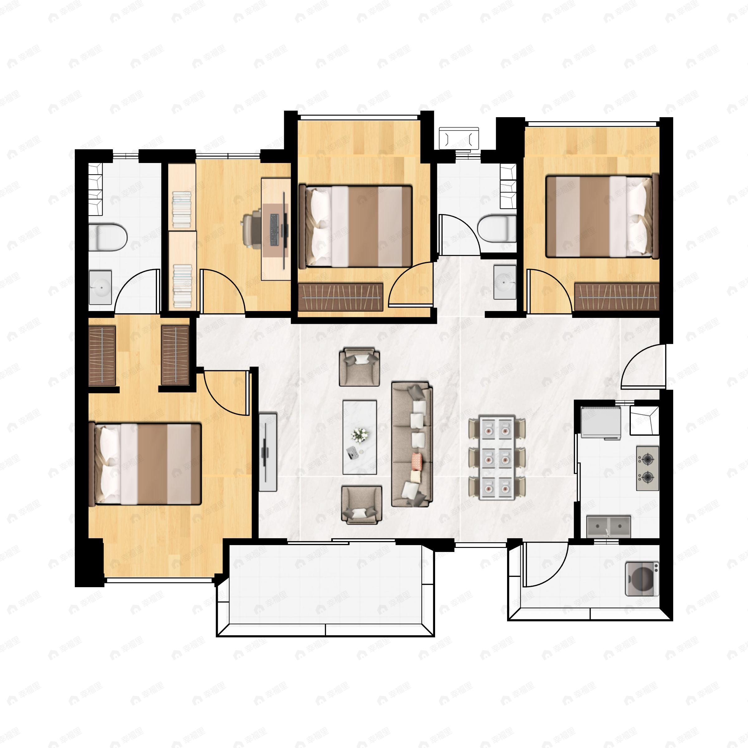 4室2厅2卫建面136平户型图