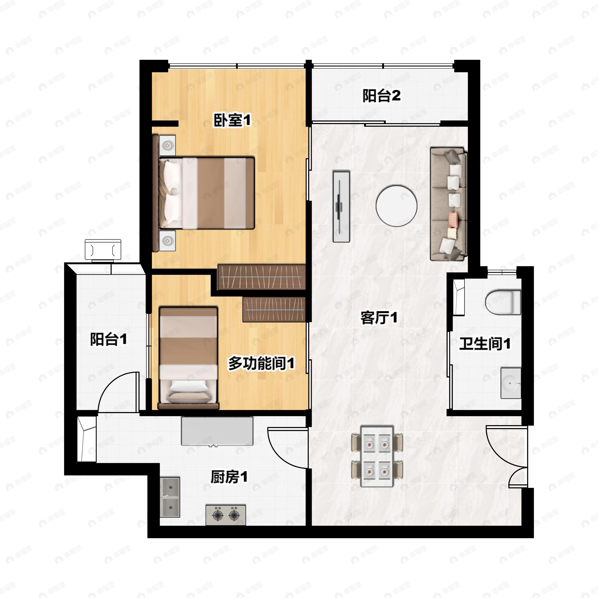 国浩18T2室2厅1卫户型图