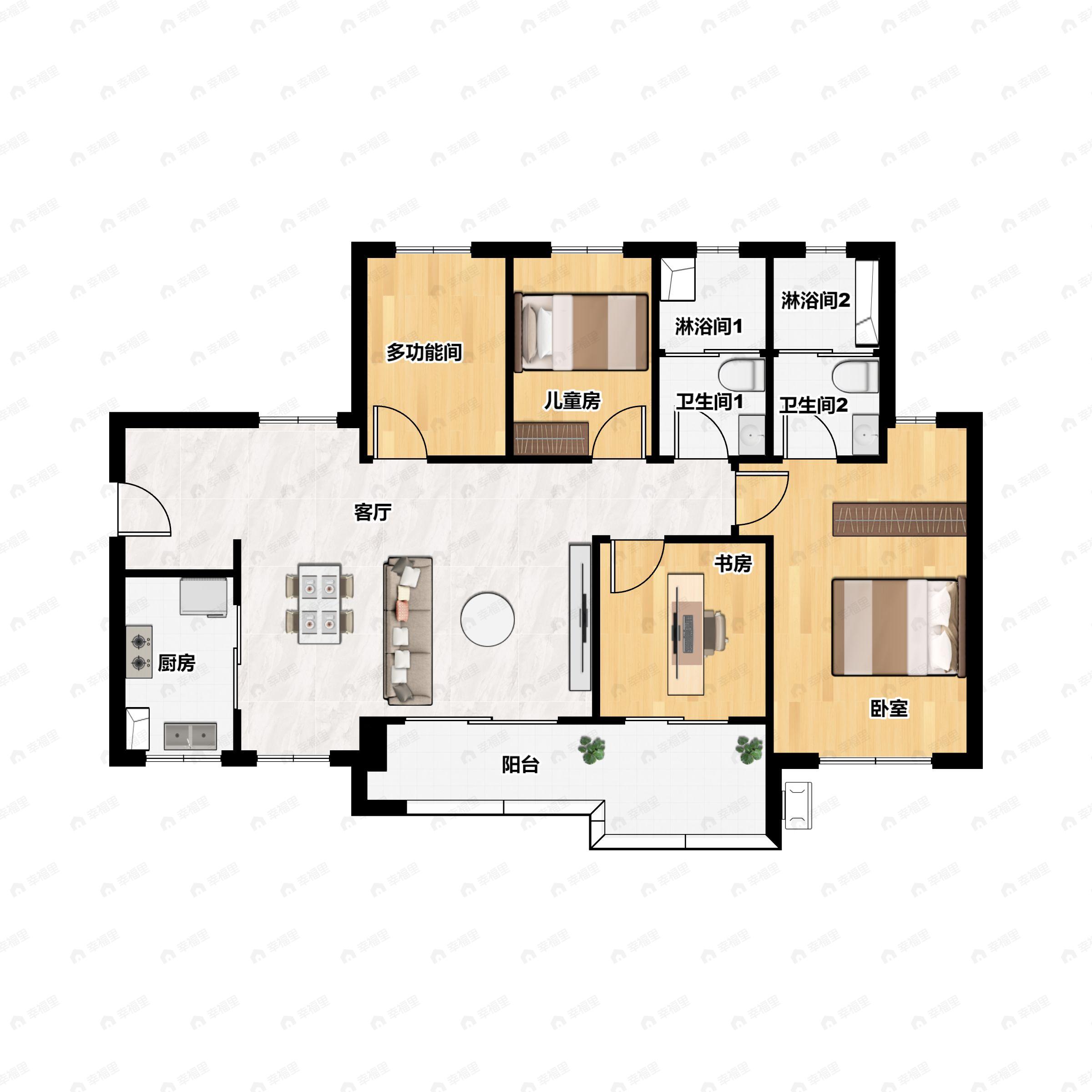 4室2厅2卫建面99平户型图