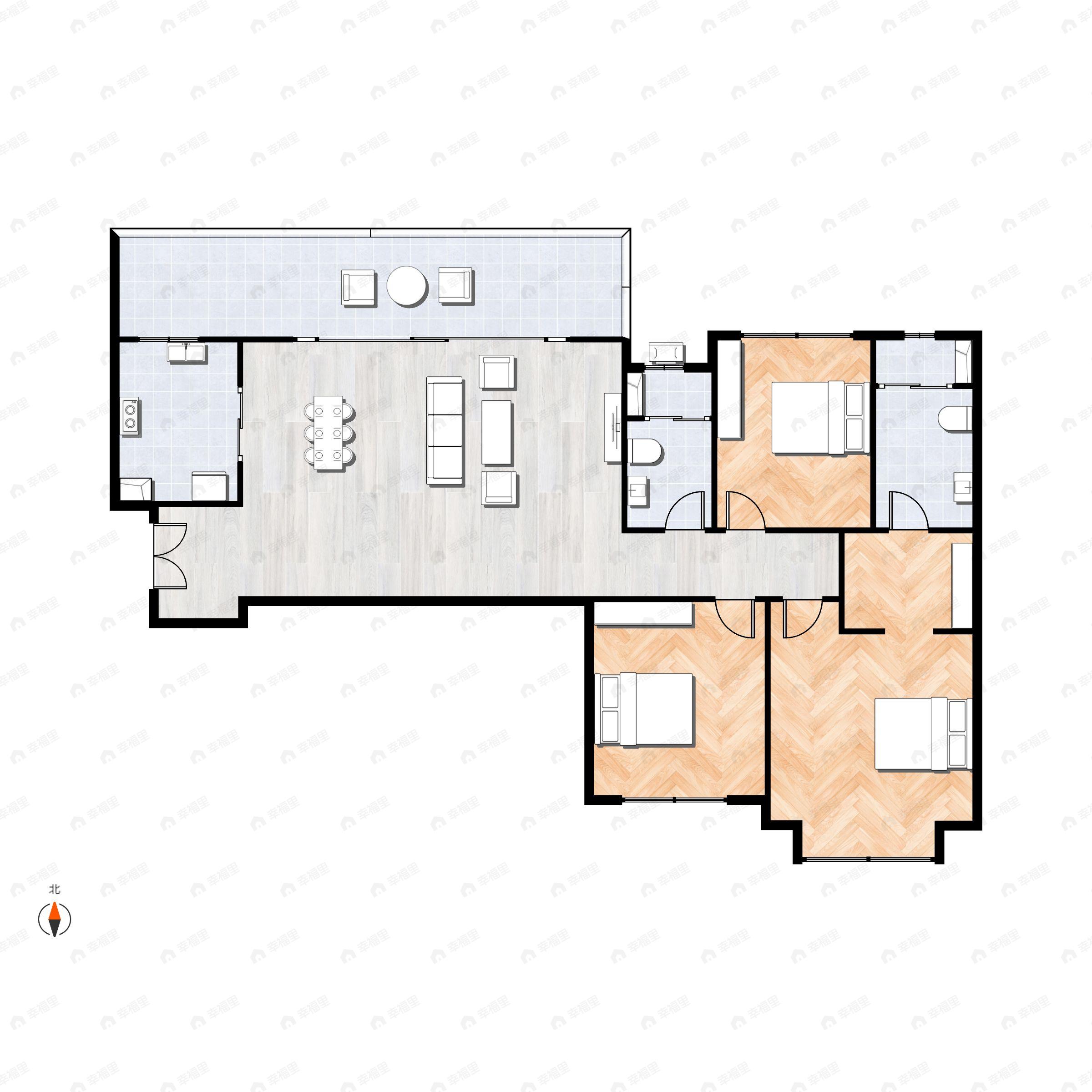 3室2厅2卫建面140平户型图
