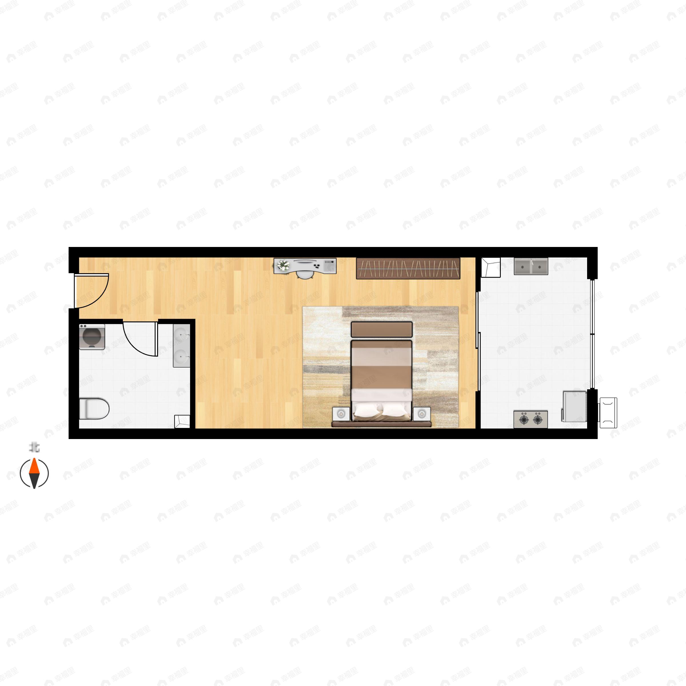 1室1卫建面43平东户型图