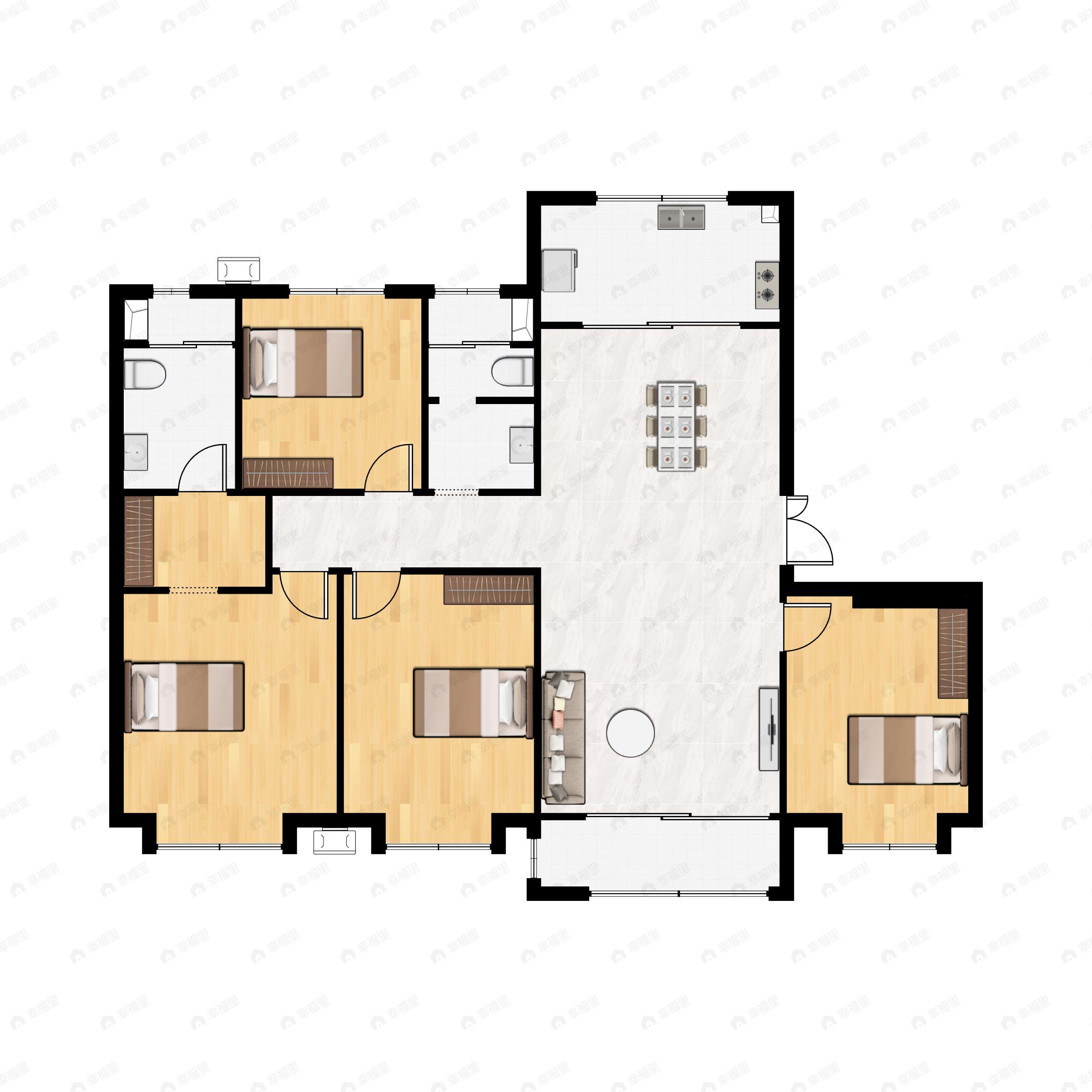 4室2厅2卫建面171平南|北户型图