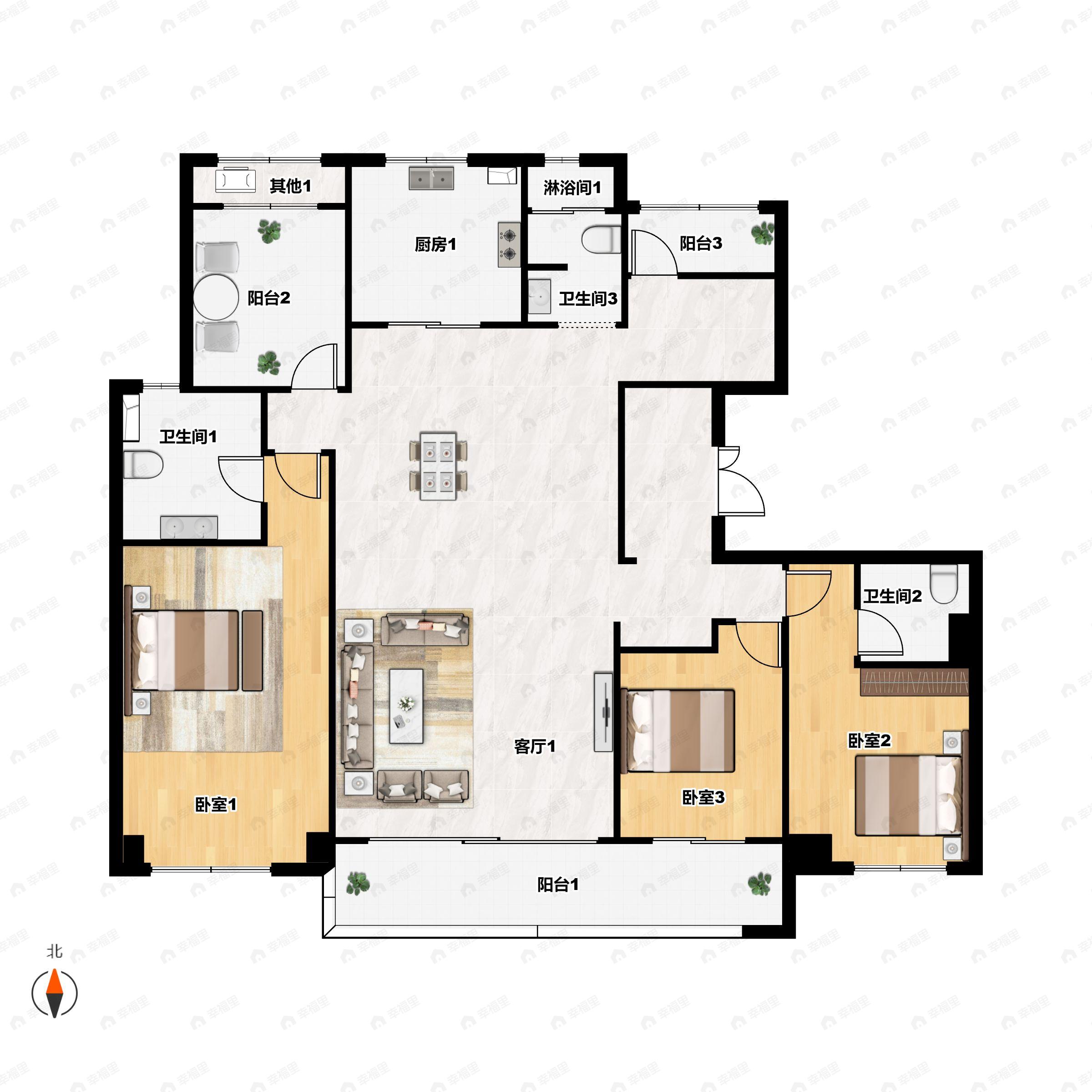 恒伟·君樾洋湖5室2厅3卫户型图