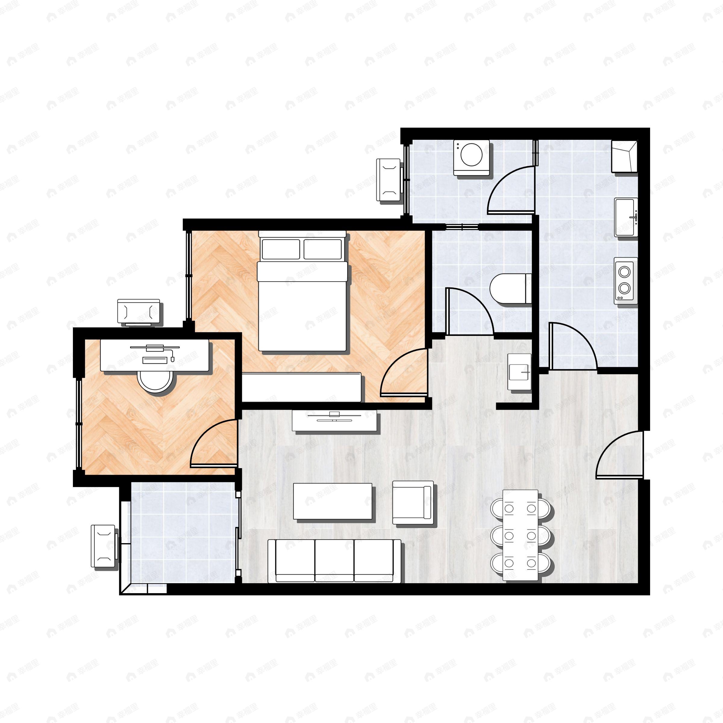 2室2厅1卫建面71平户型图