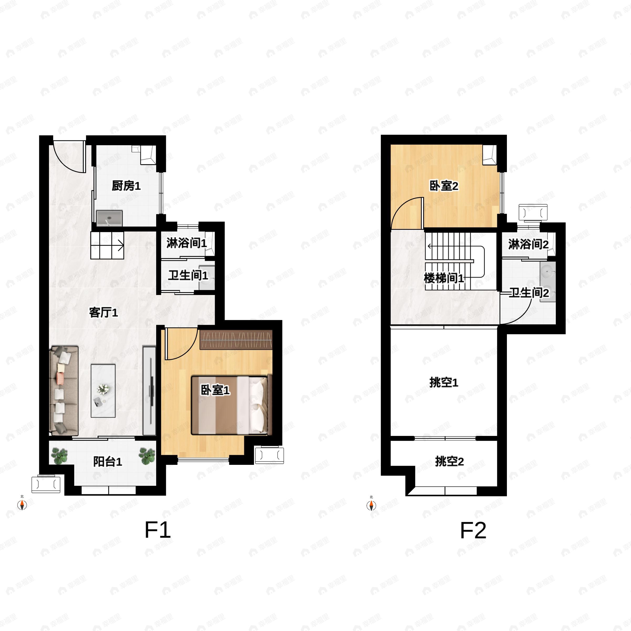 2室2厅2卫建面93平户型图