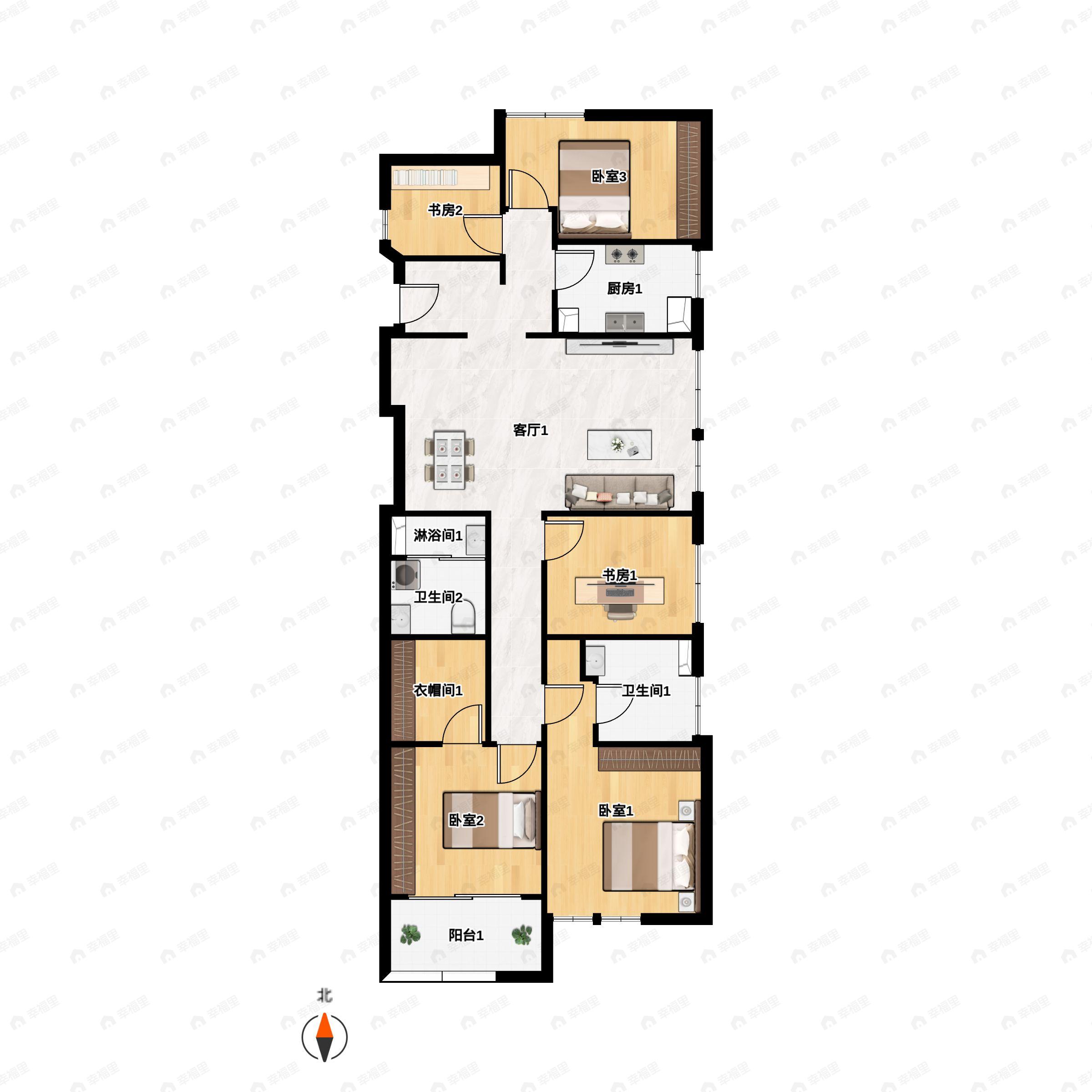 6室2厅2卫建面144平户型图