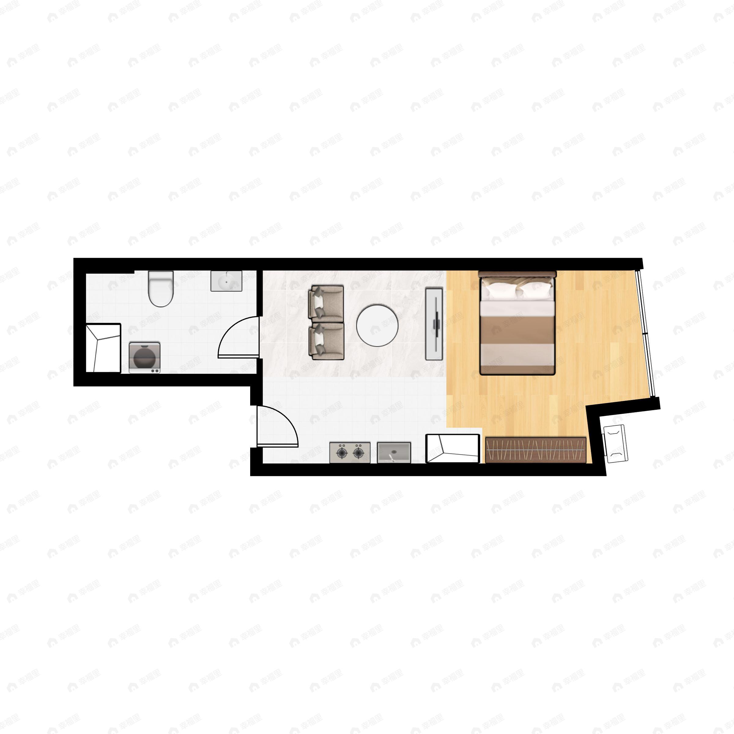 1室1厅1卫建面38m²东户型图