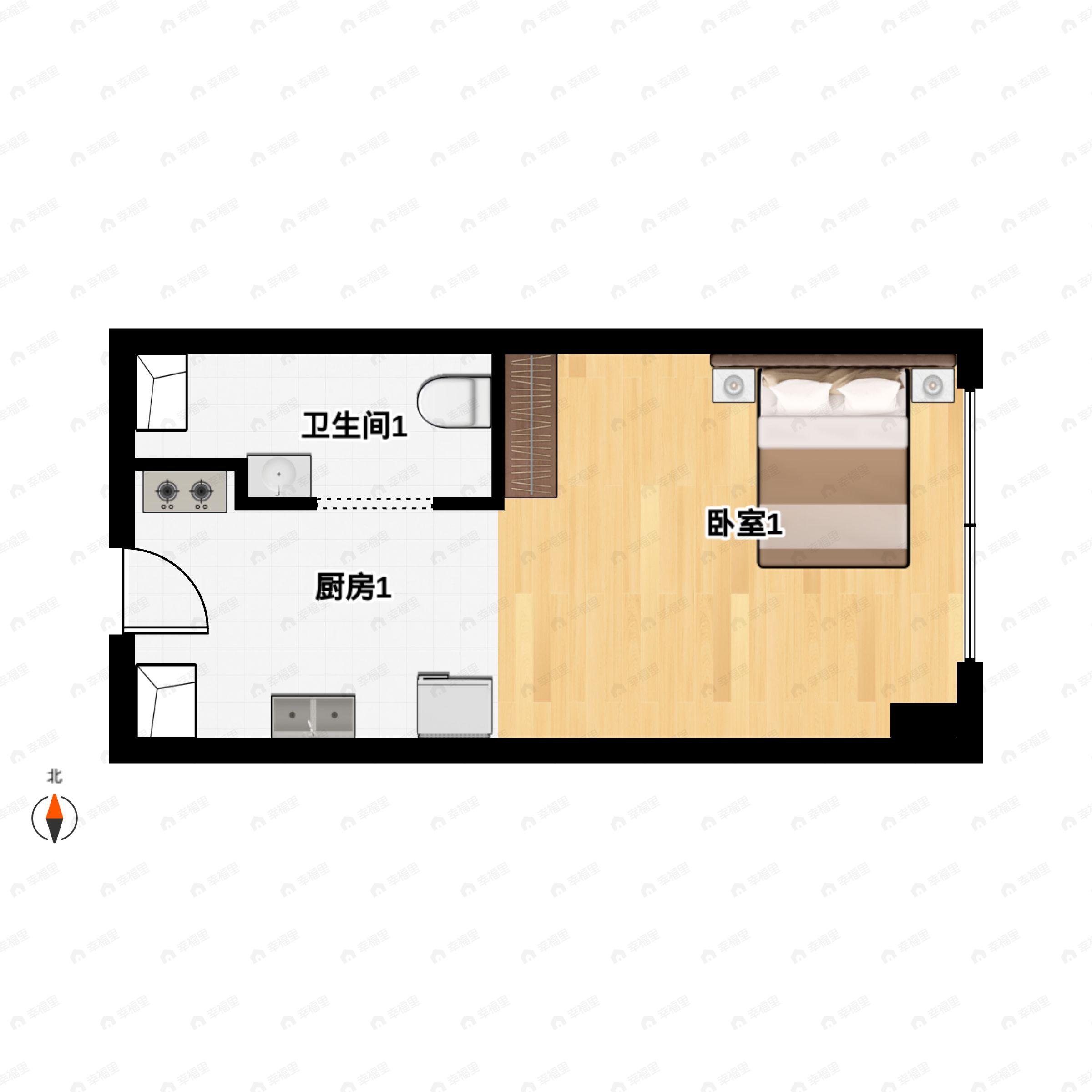 1室1卫建面32平户型图