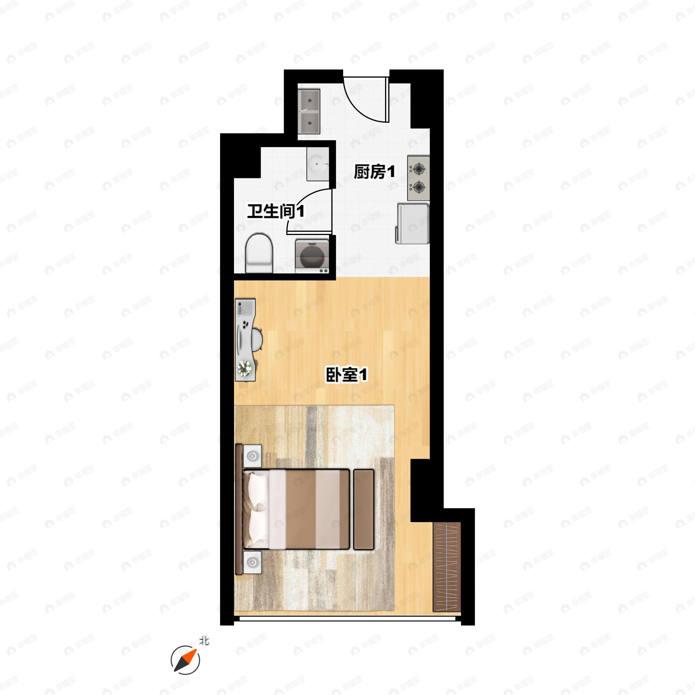 熙旺广场1室1厅1卫户型图
