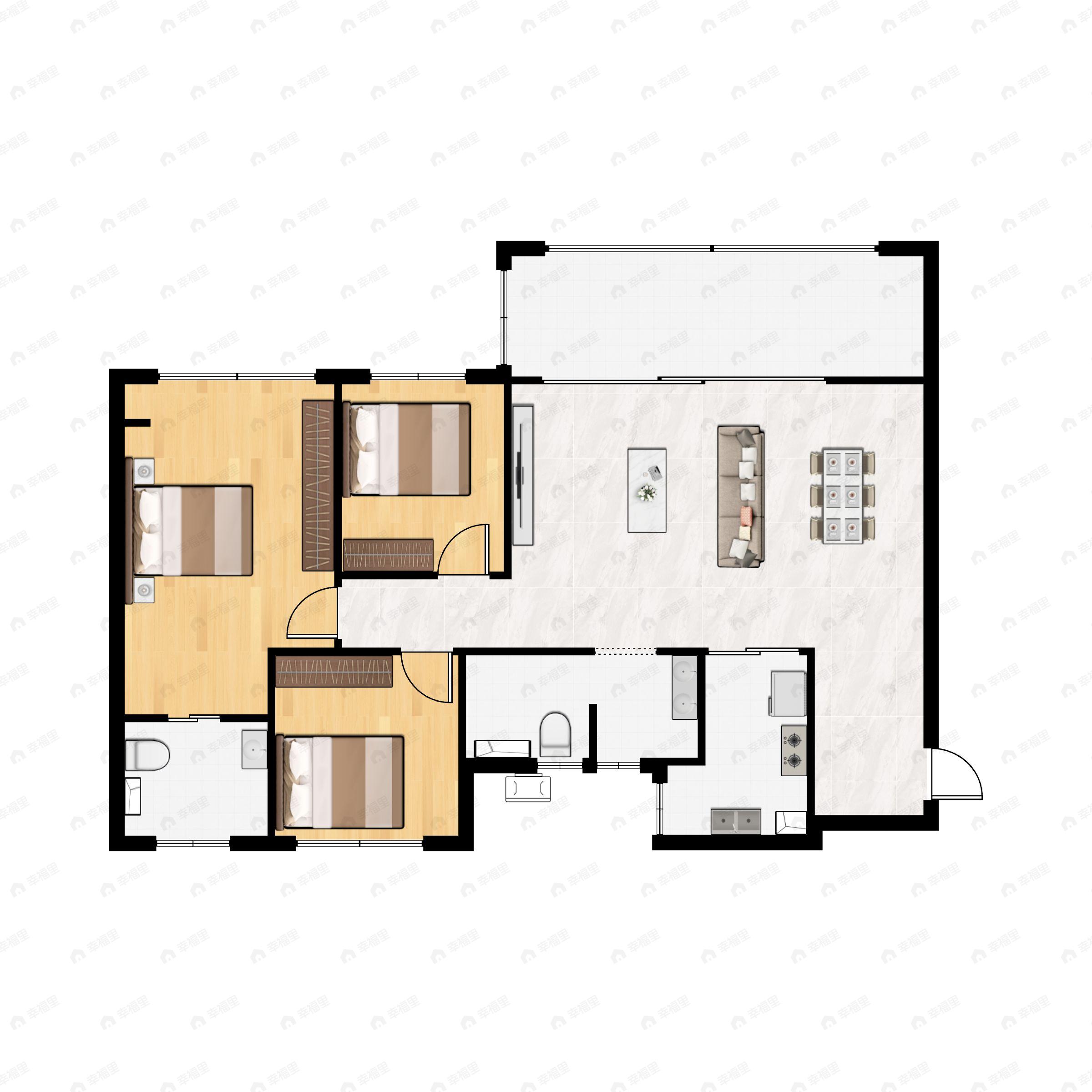 3室2厅2卫建面120平户型图