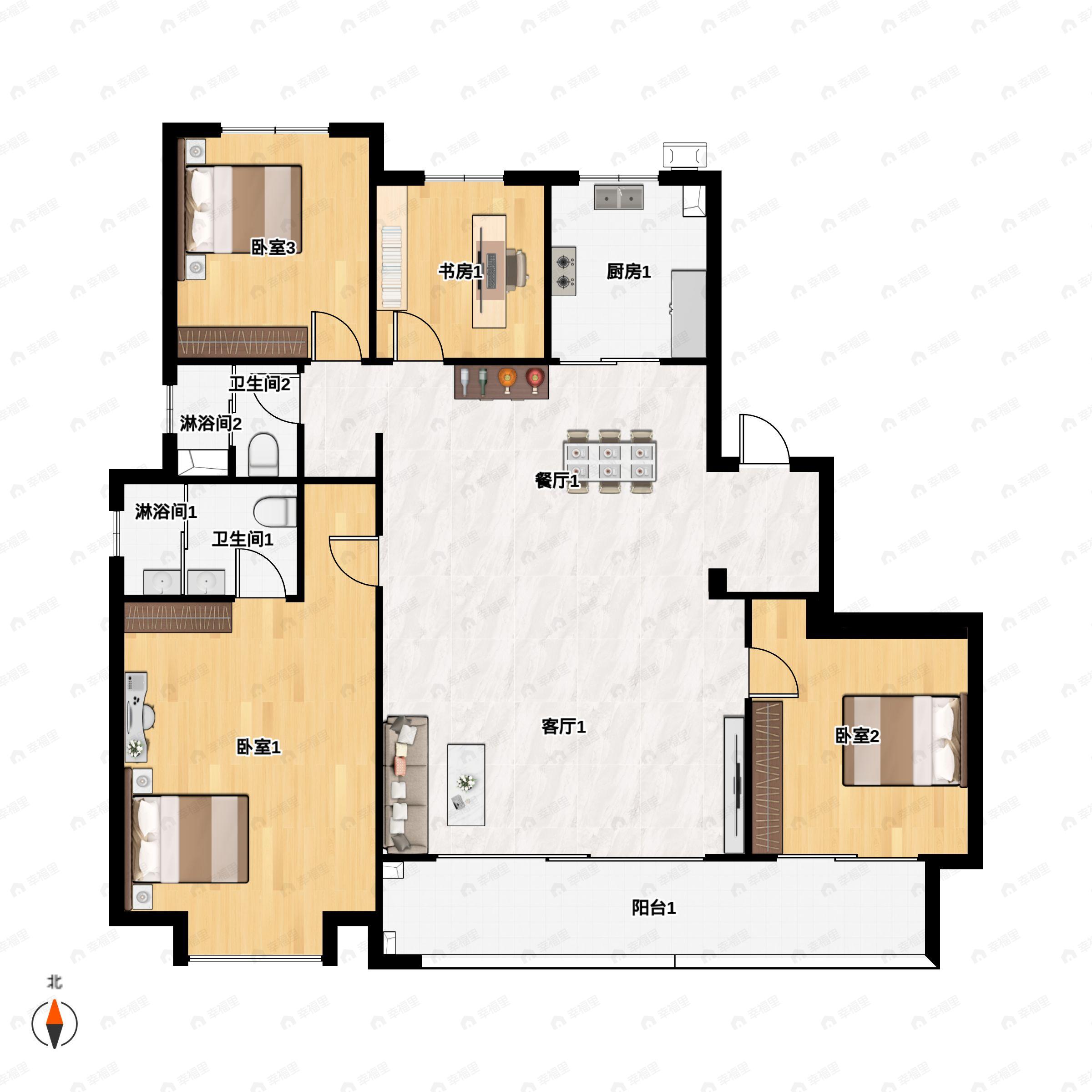 4室2厅2卫建面146平户型图
