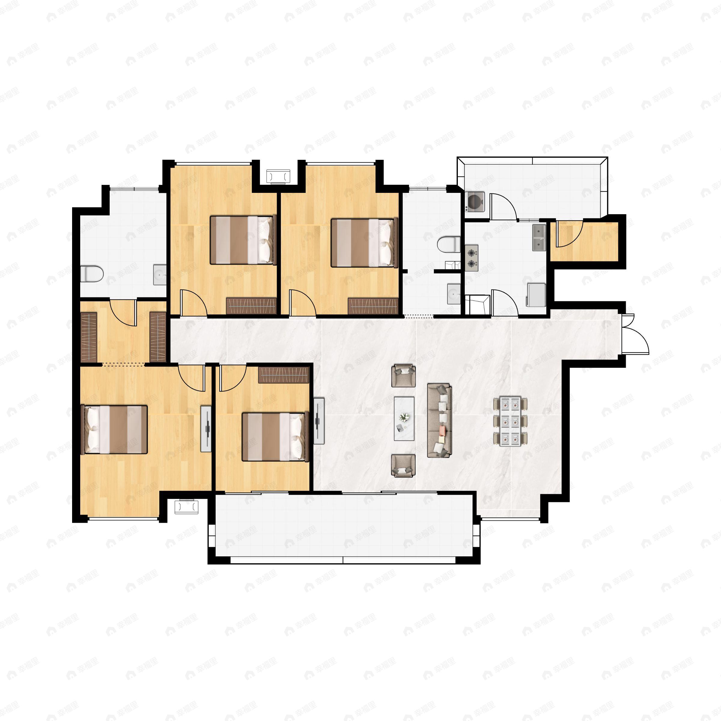 4室2厅2卫建面156平东北户型图