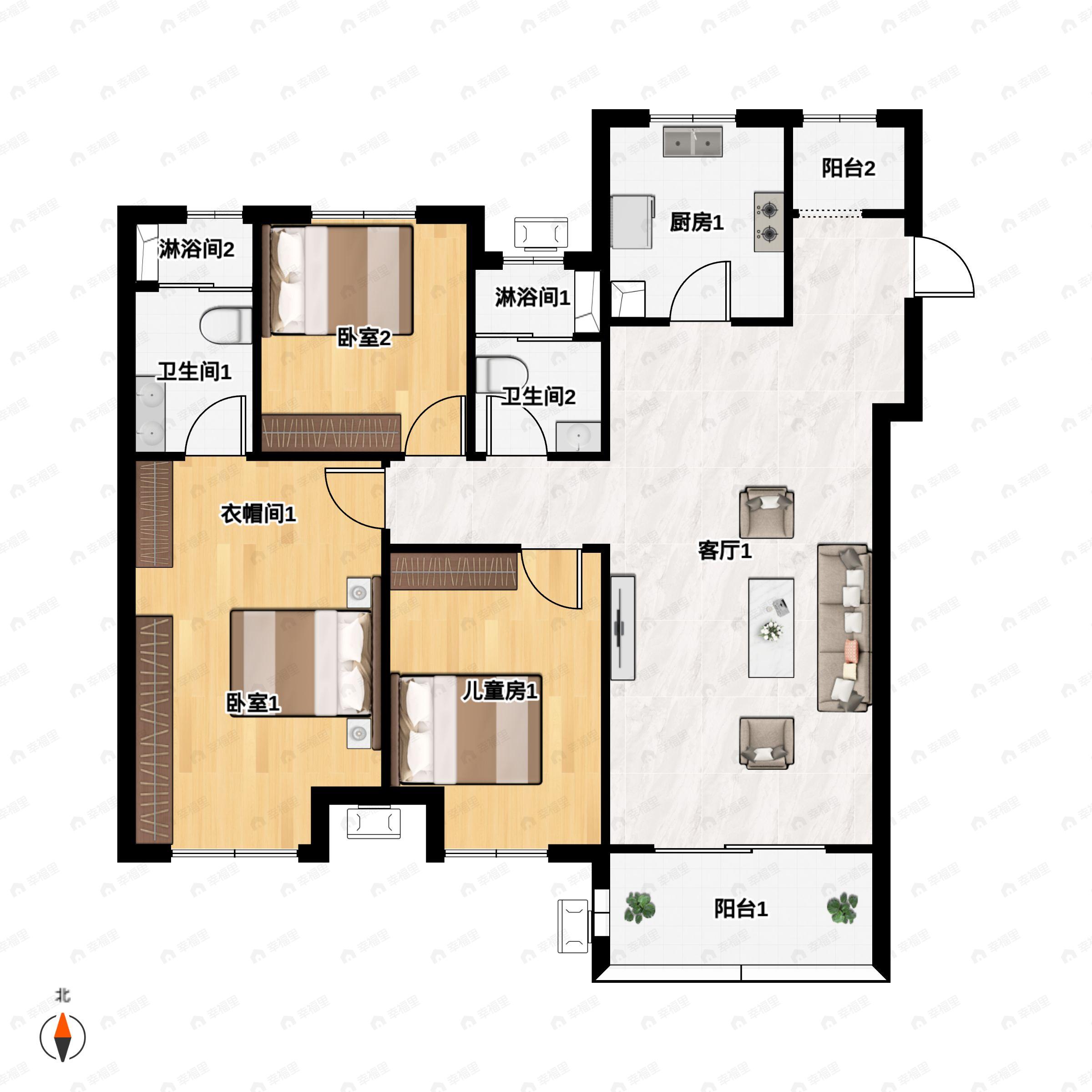 天地源·蘭樾坊3室2厅2卫户型图