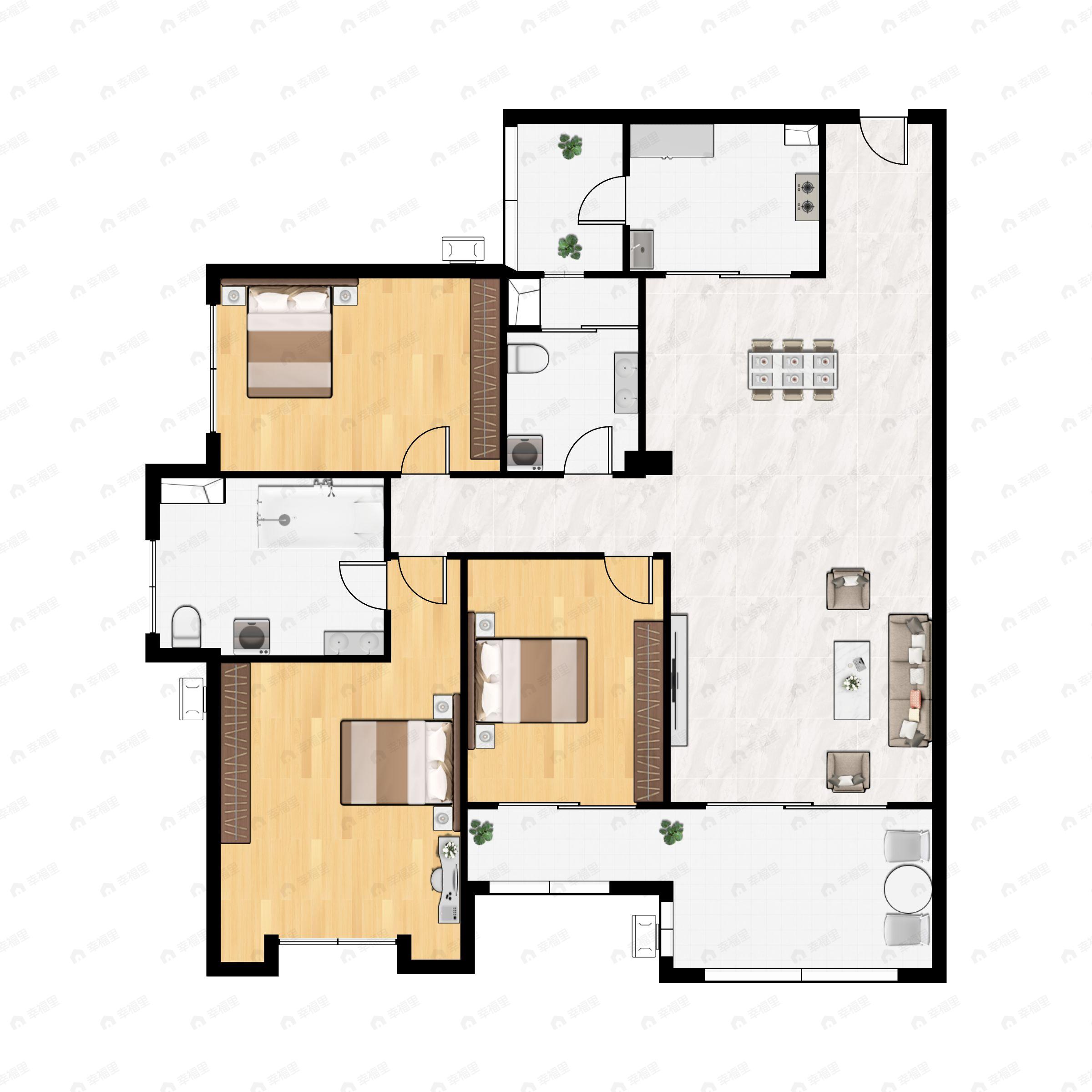 3室2厅2卫建面136平undefined户型图