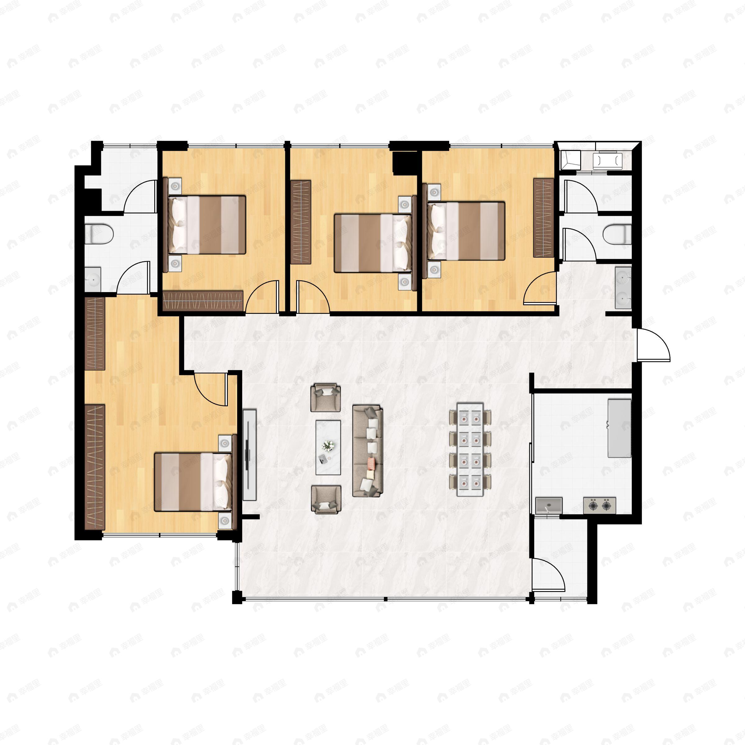 4室2厅2卫建面156平户型图
