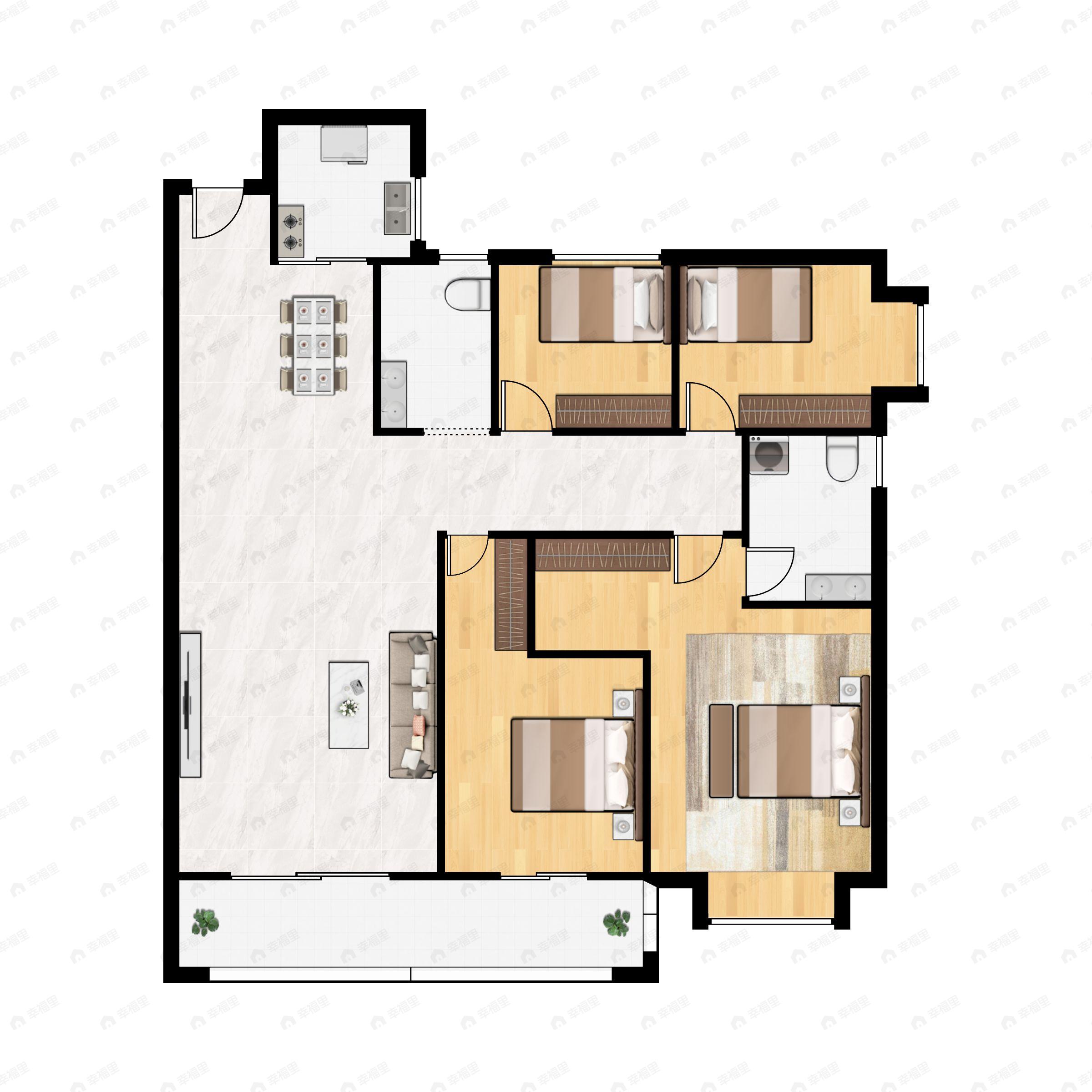 4室2厅2卫建面141平户型图