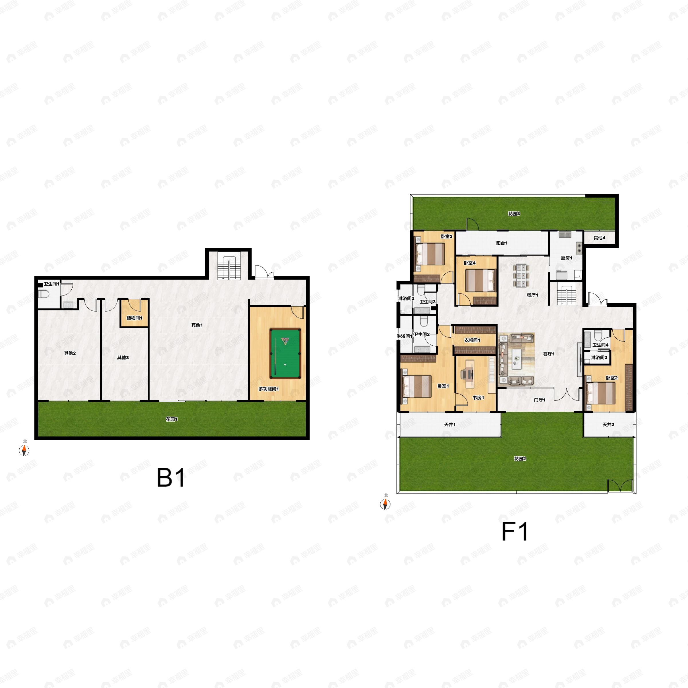 7室3厅4卫建面403平南户型图