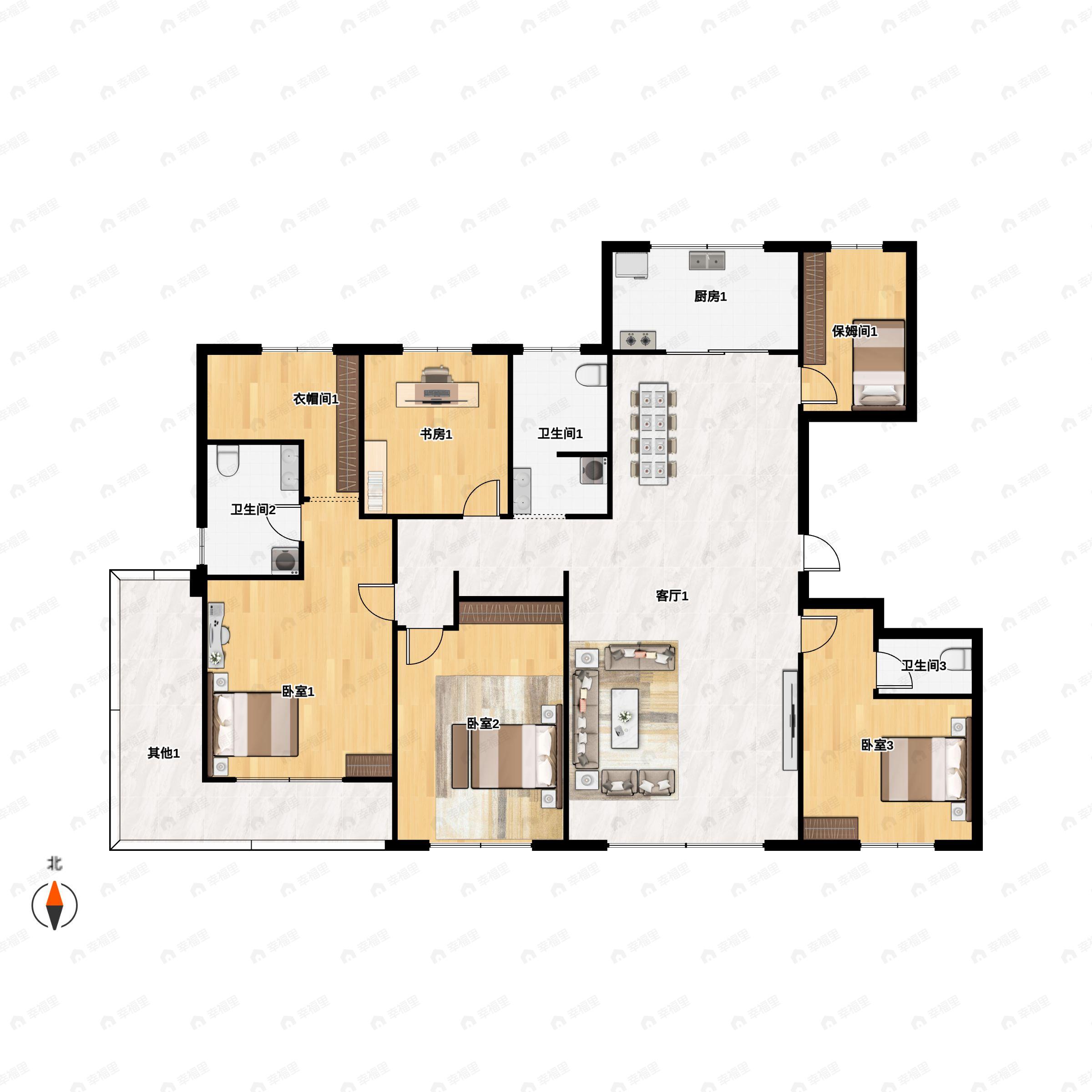 5室2厅3卫建面213平户型图