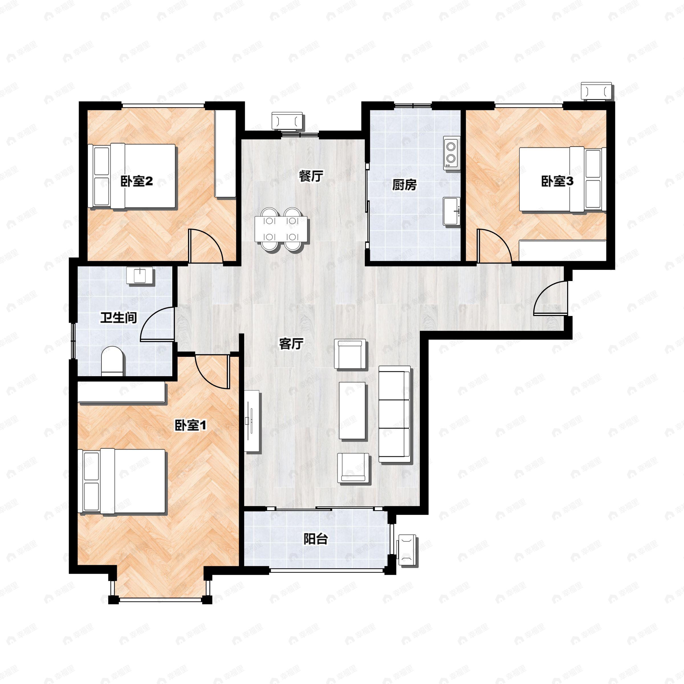 3室2厅1卫建面116平户型图