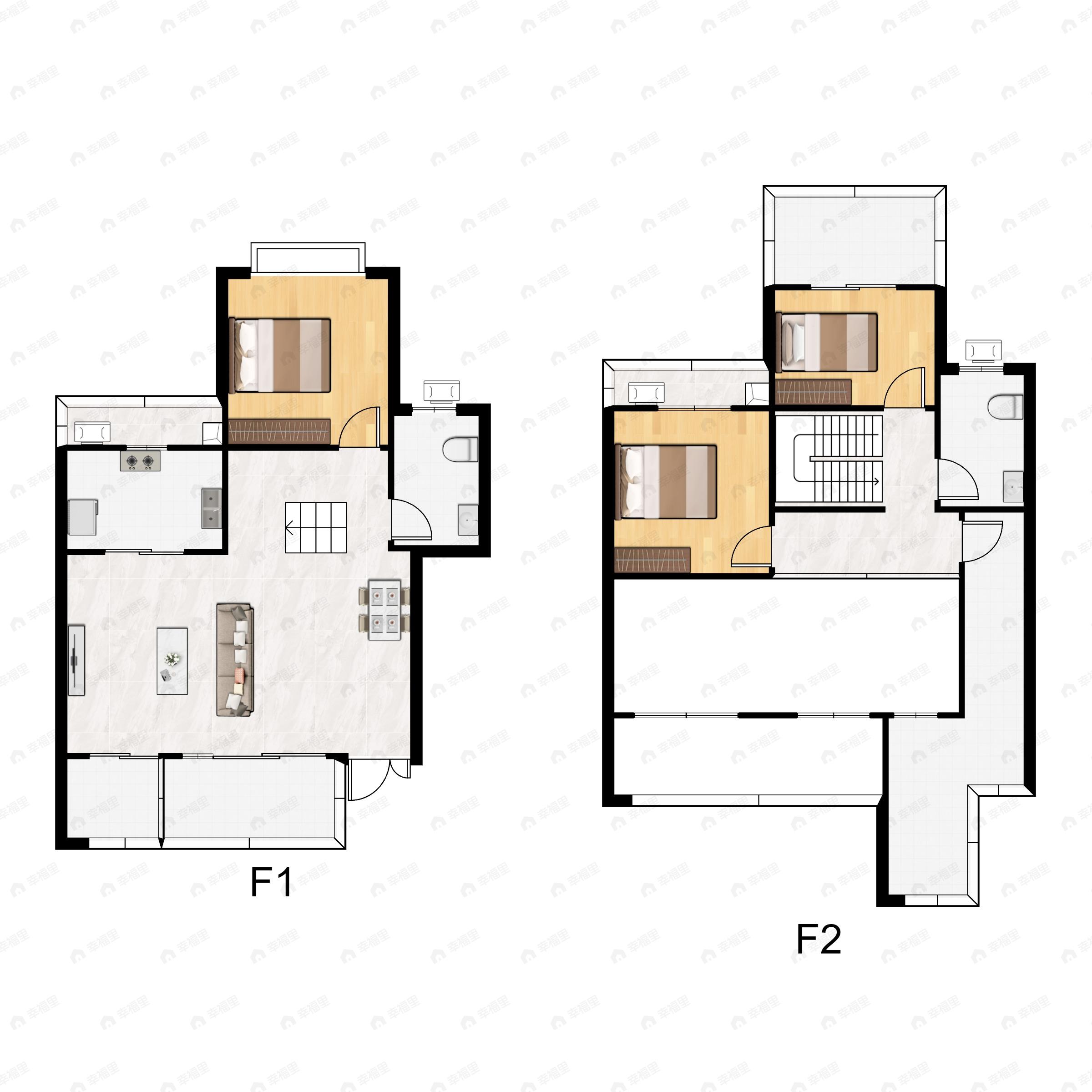 3室2厅2卫建面102m²南户型图