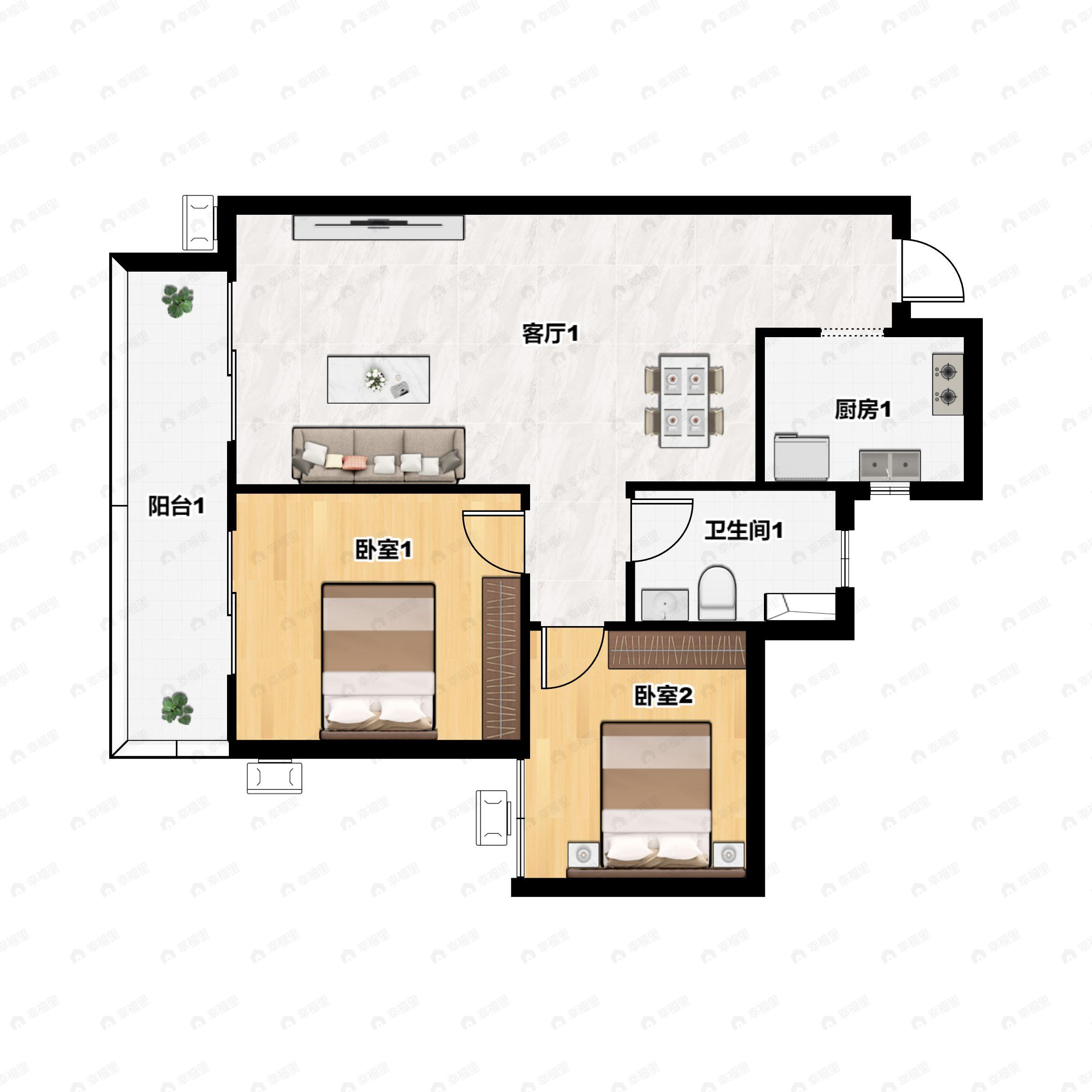保利领秀前城2室2厅2卫户型详情,户型图_南宁新房出售【南宁幸福里找房】