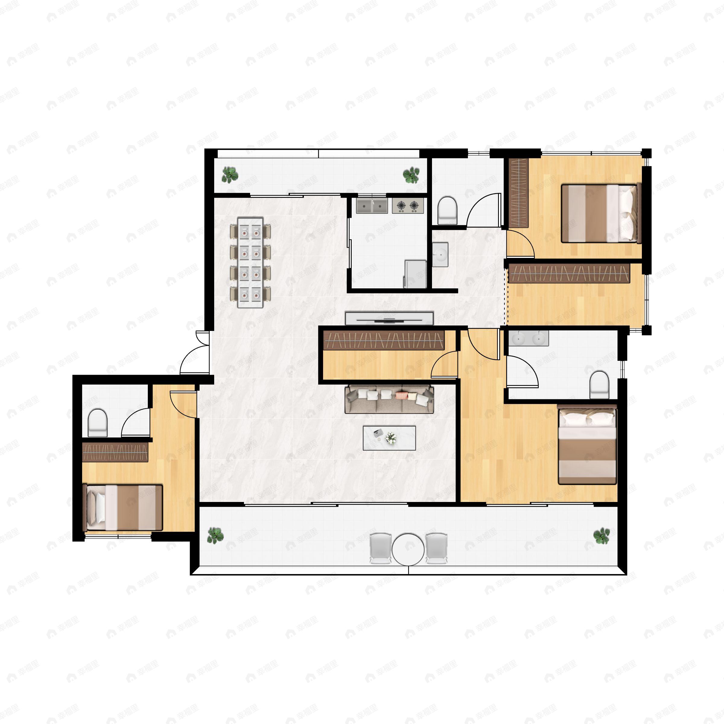 4室3厅3卫建面217平南户型图