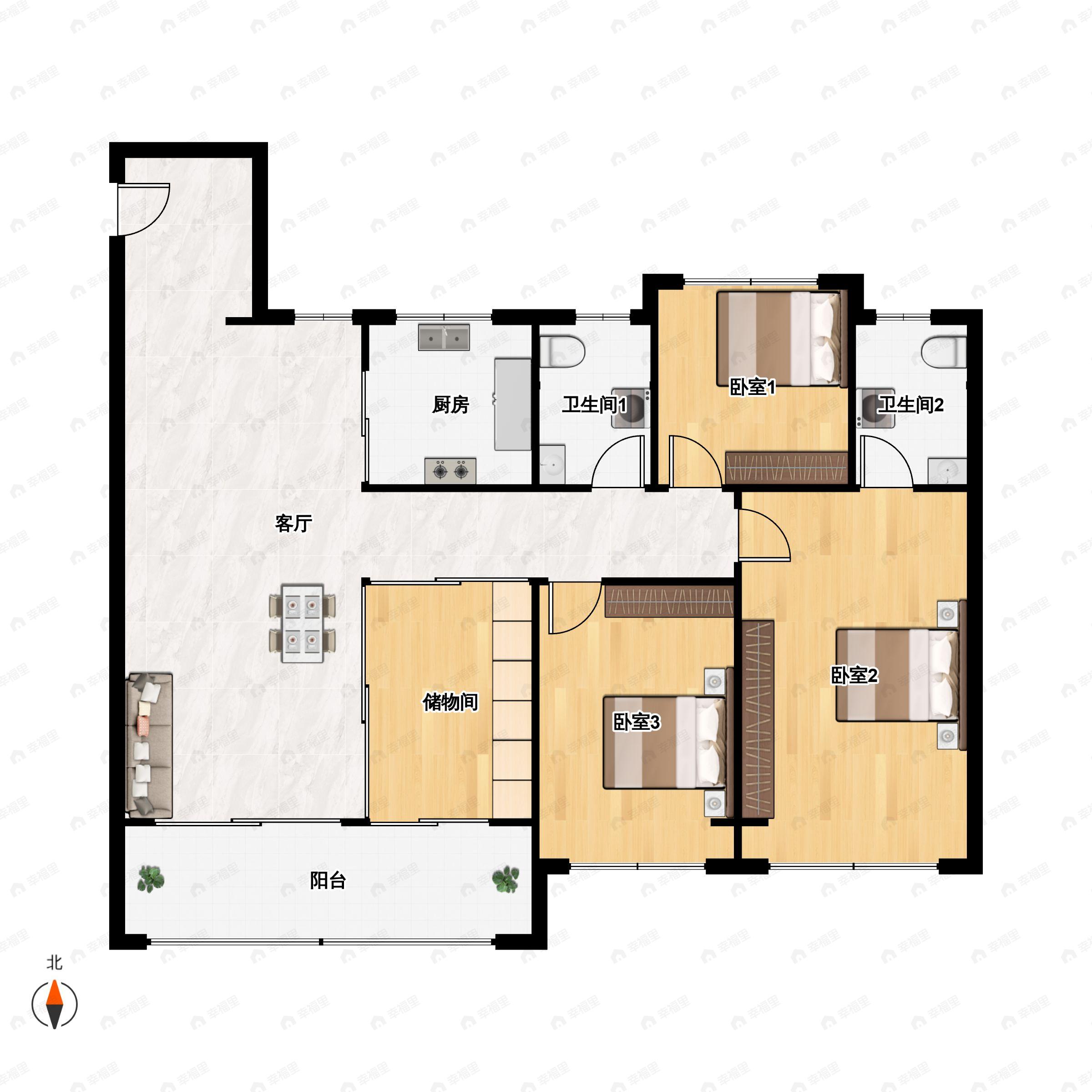 中海观文澜4室2厅2卫户型图