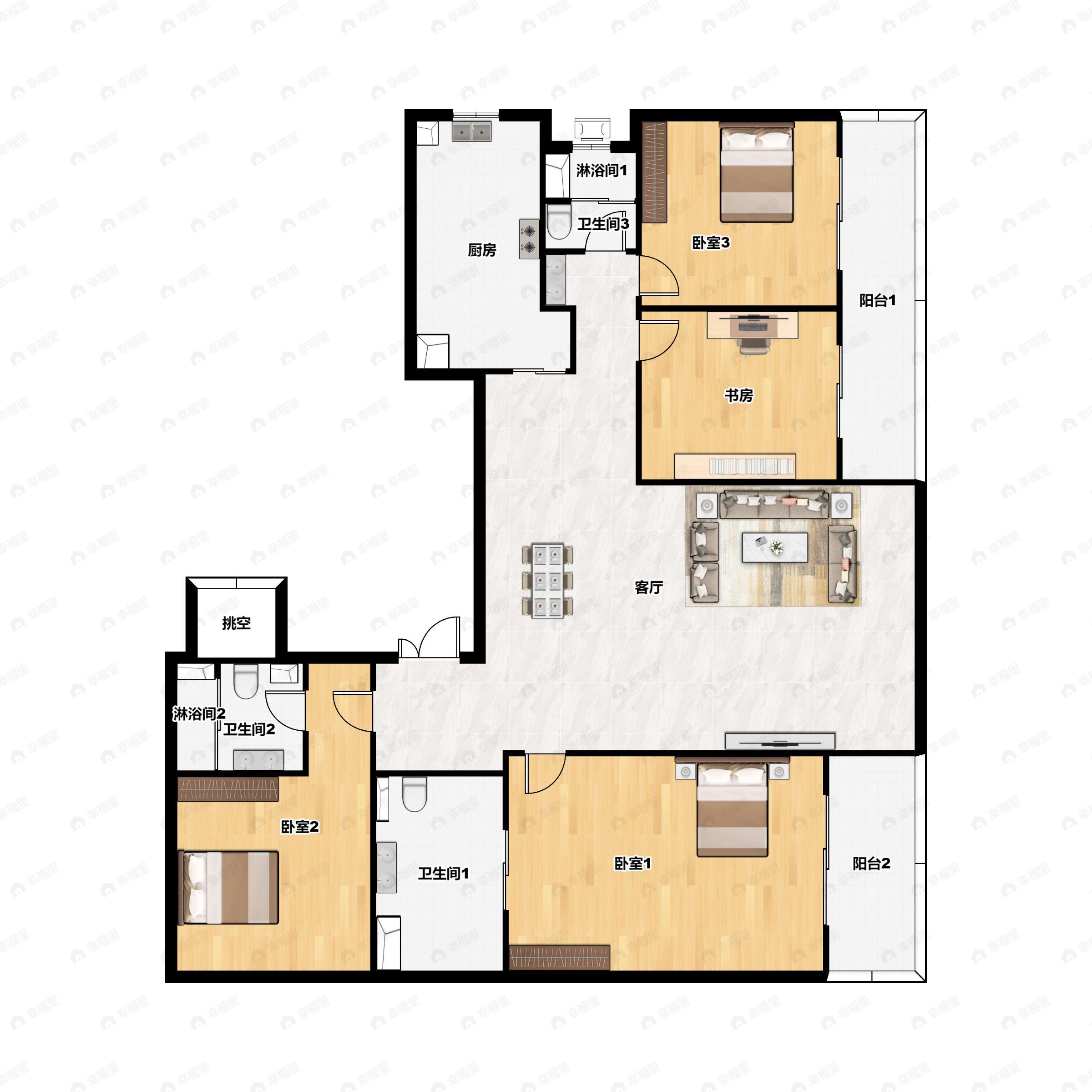 中信泰富滨江金融城4室2厅3卫户型图