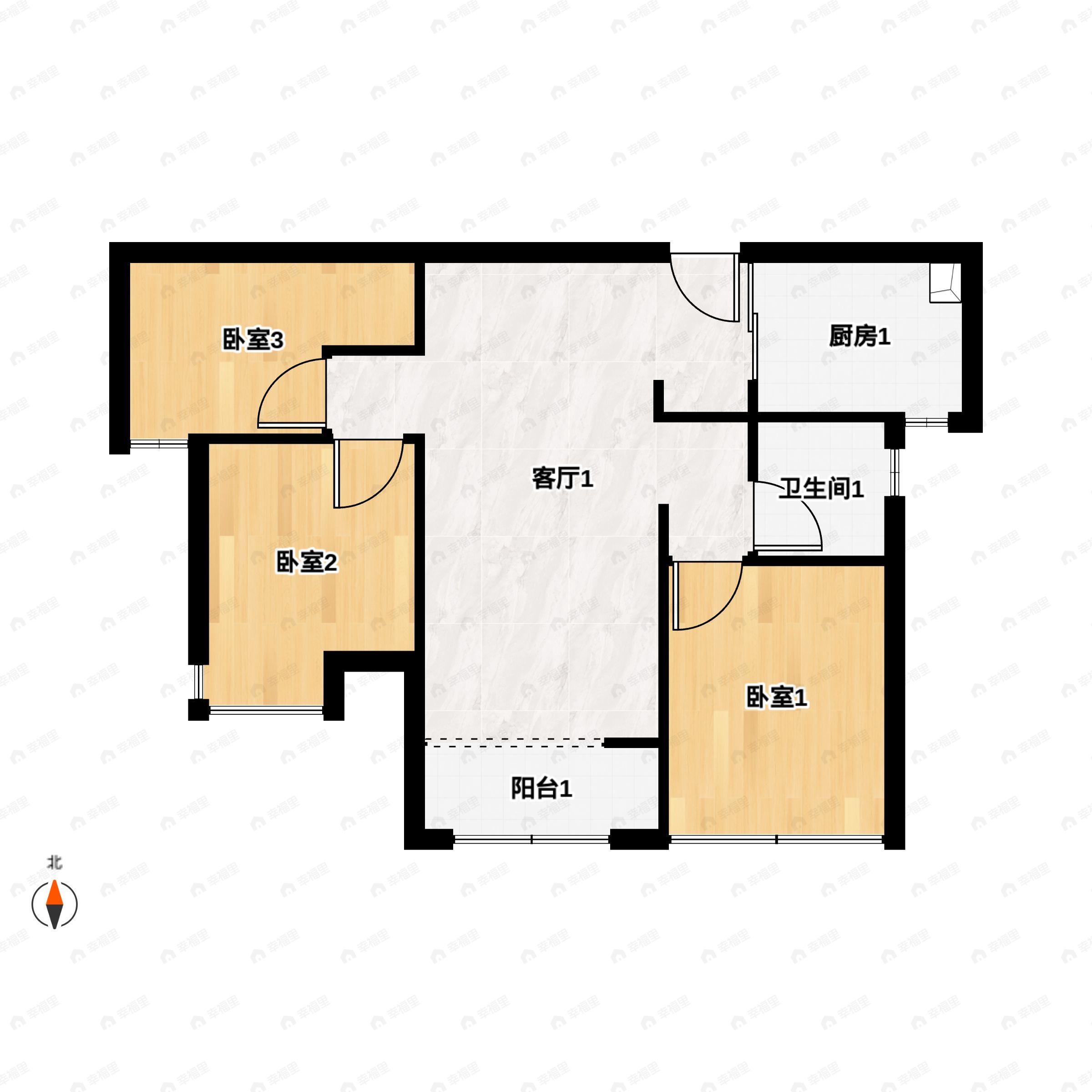 象屿西溪云境3室2厅1卫户型图