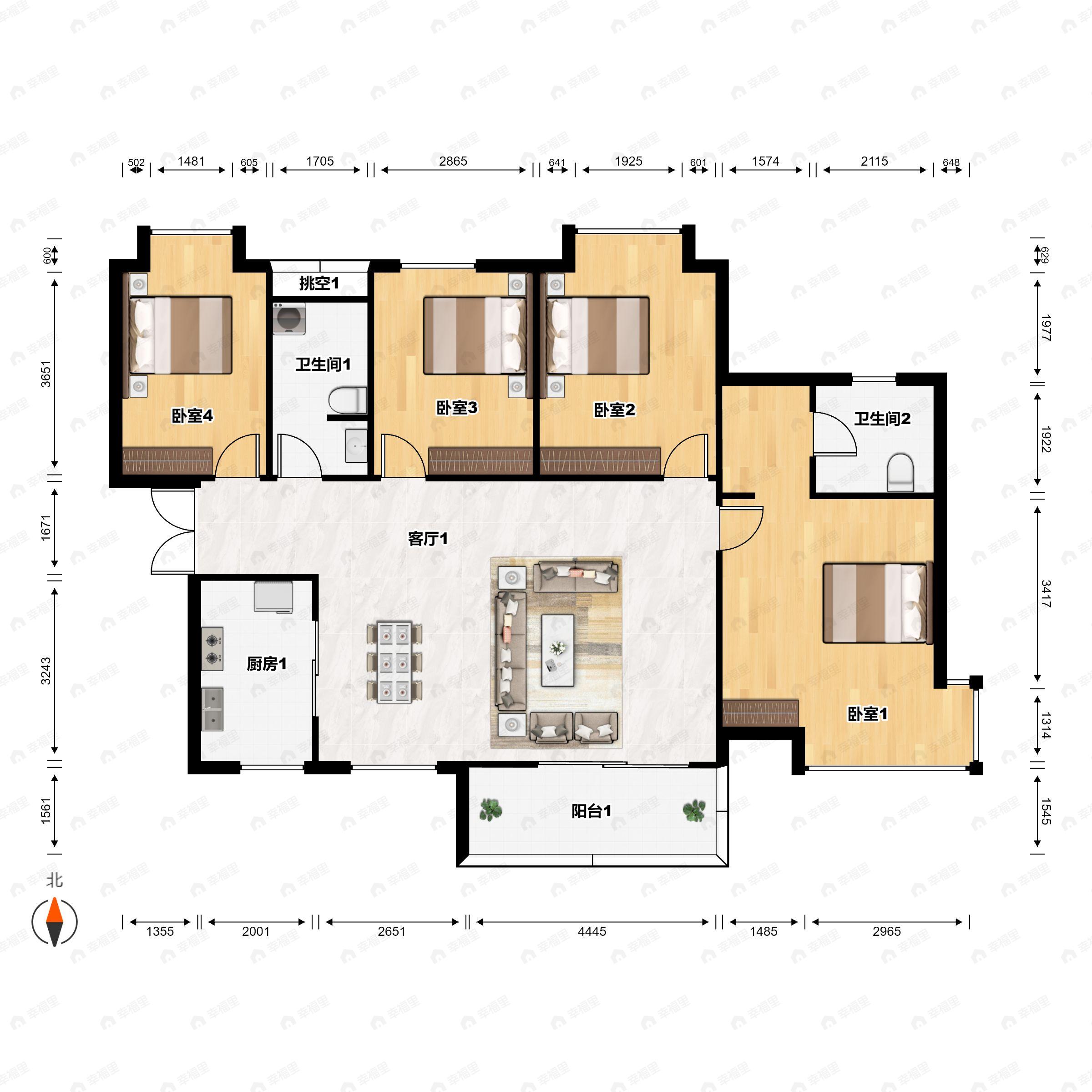 湘林熙水豪庭4室2厅3卫户型图