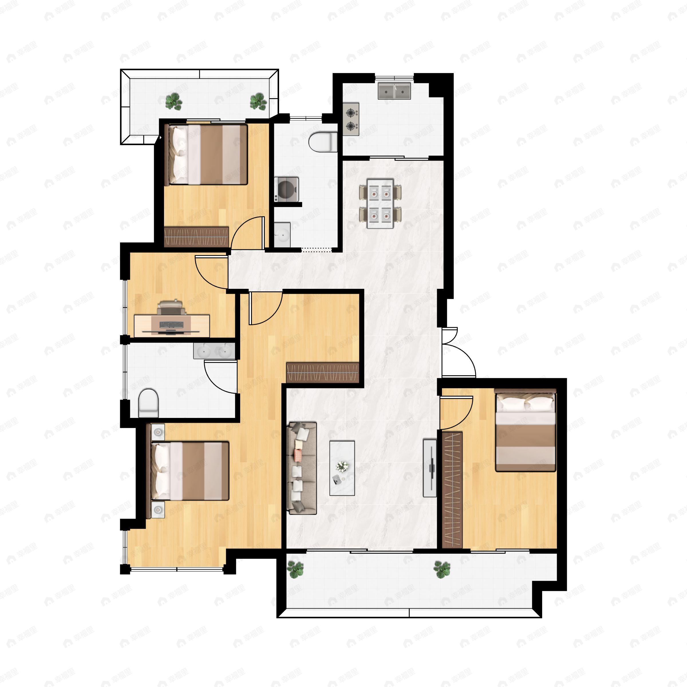 4室2厅2卫建面151平南户型图