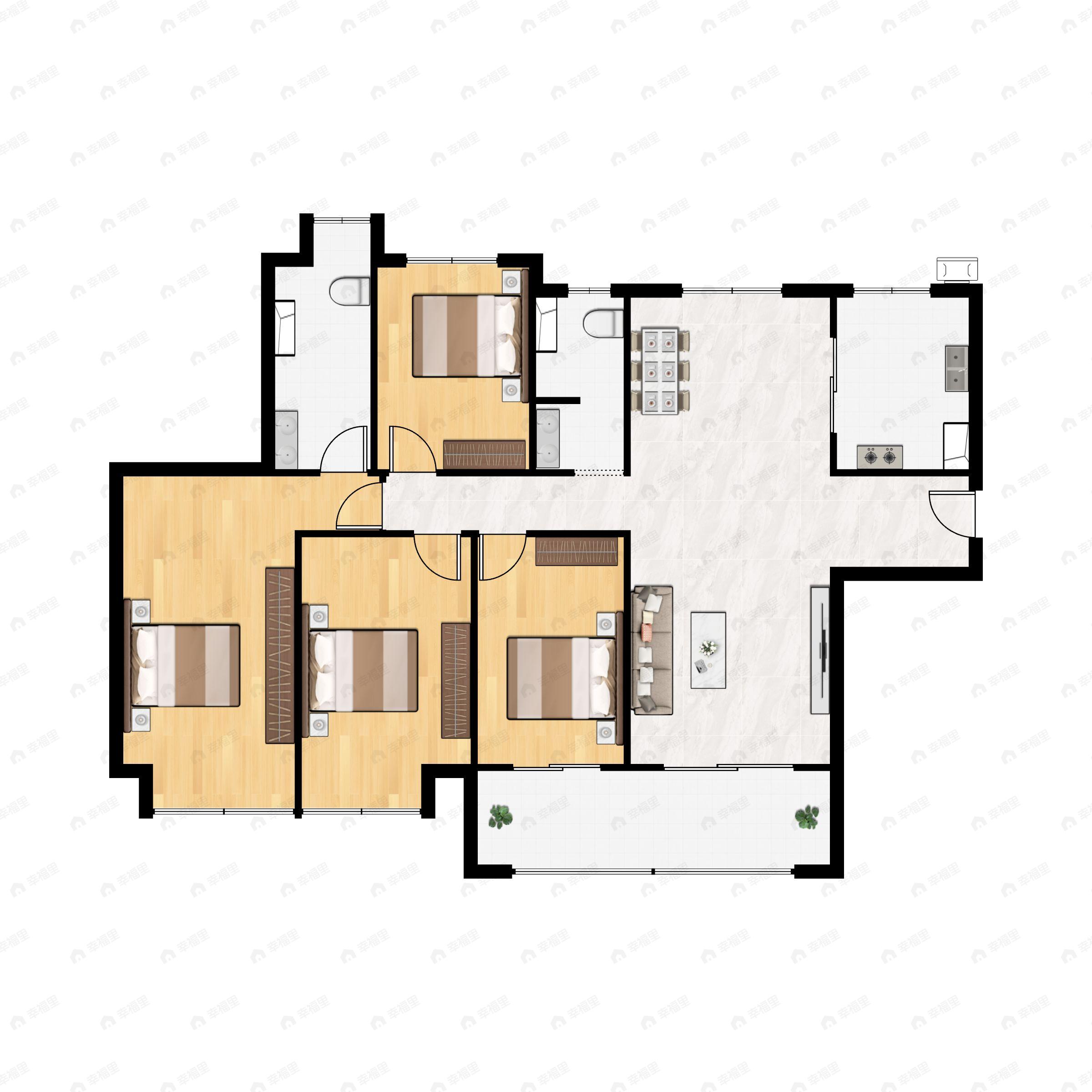 万科金域蓝湾4室2厅2卫户型图