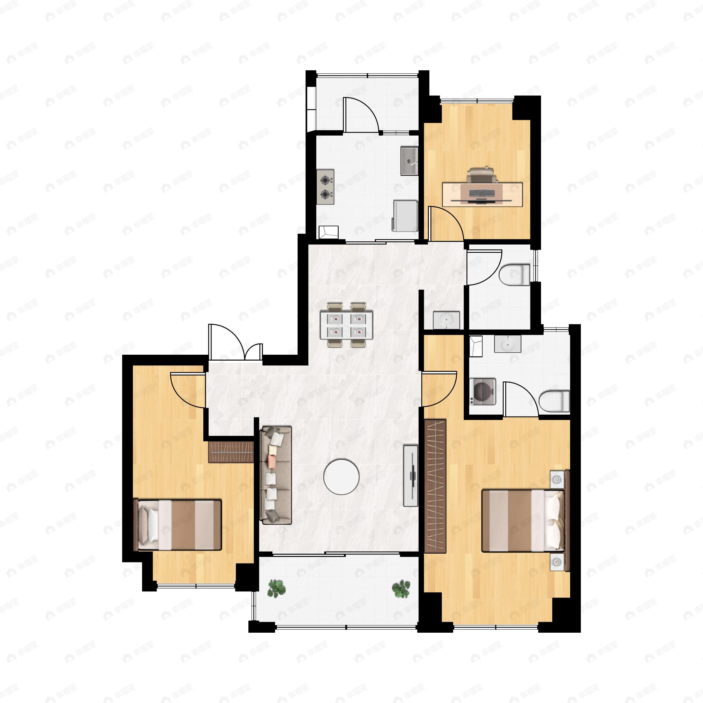 3室2厅2卫建面116平户型图