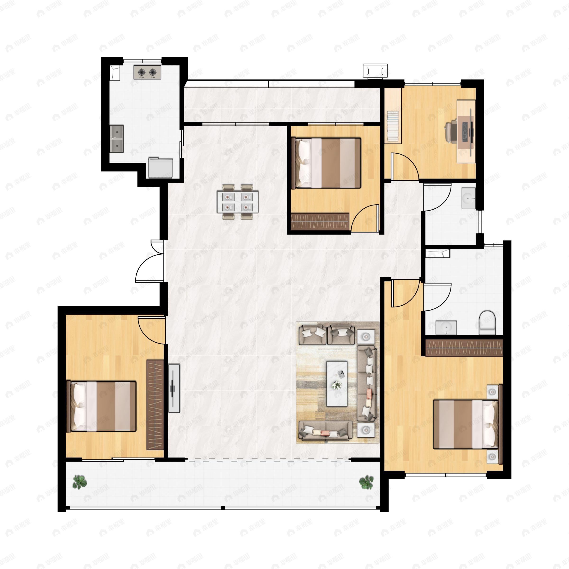 4室2厅2卫建面173平户型图