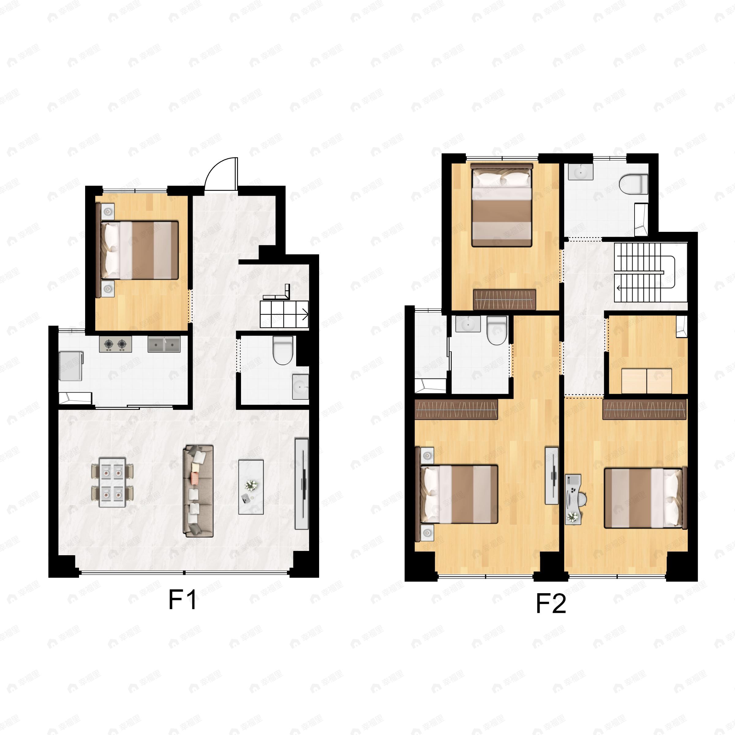 4室1厅3卫建面145平户型图