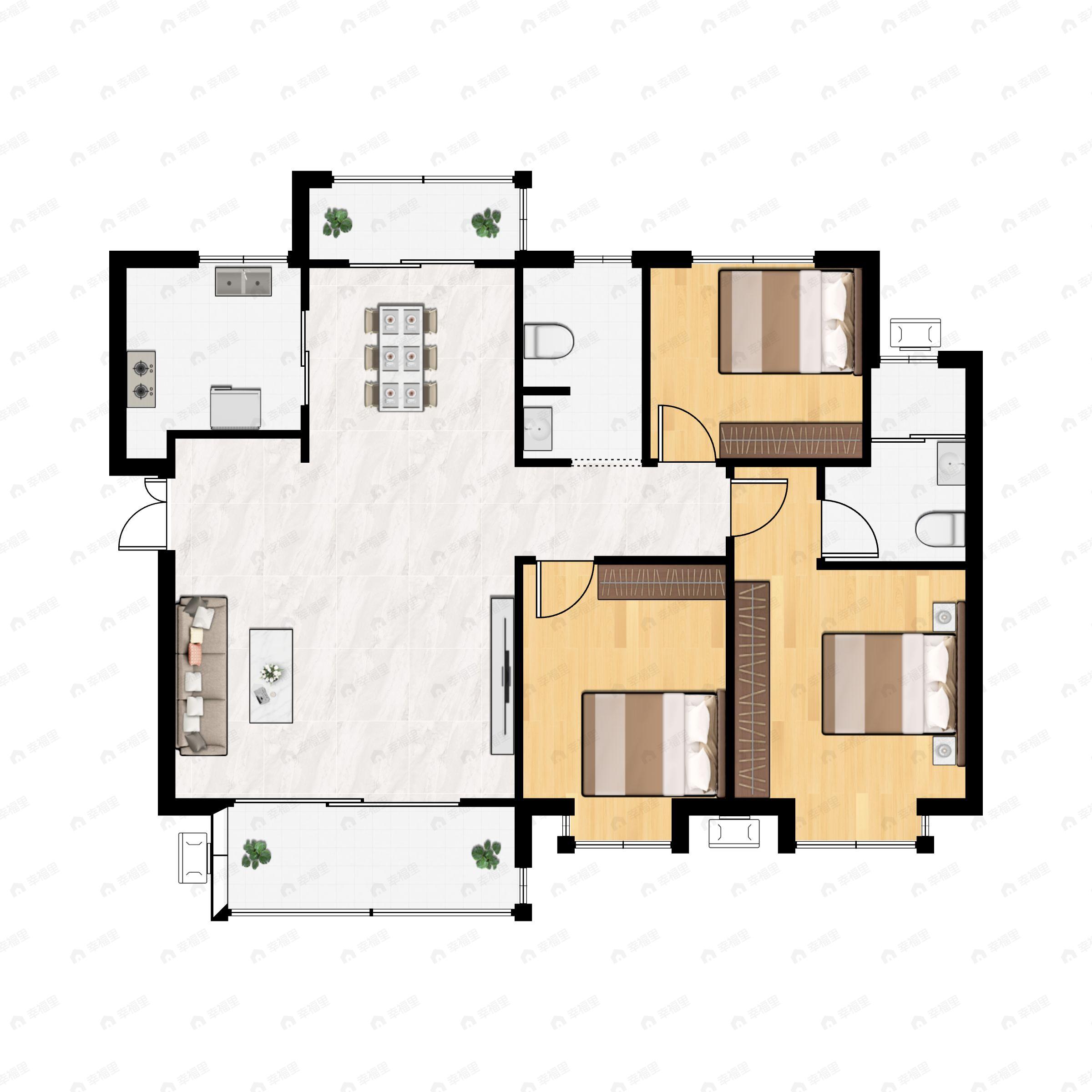盈泰水岸东方3室2厅2卫户型图