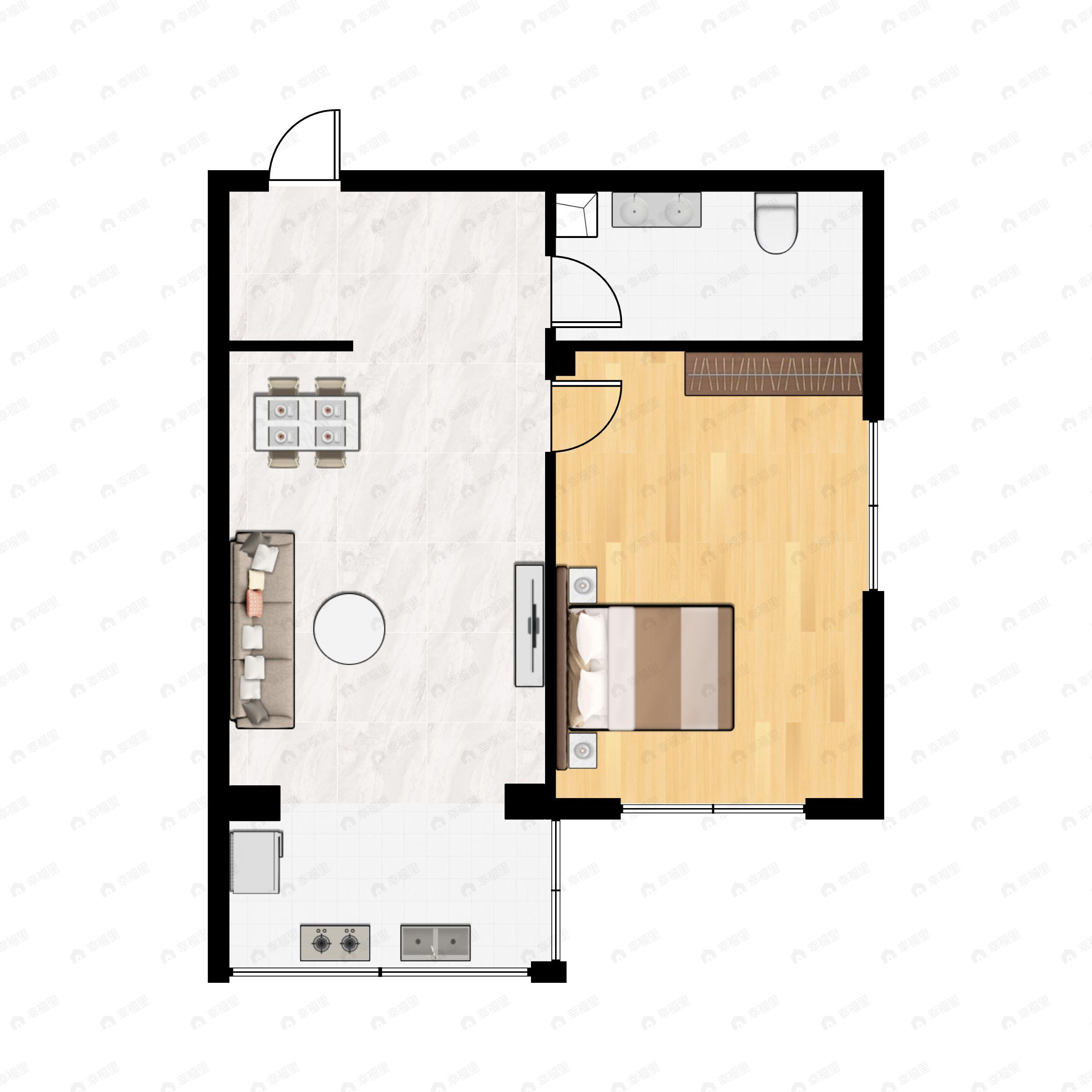 1室1厅1卫建面67平户型图