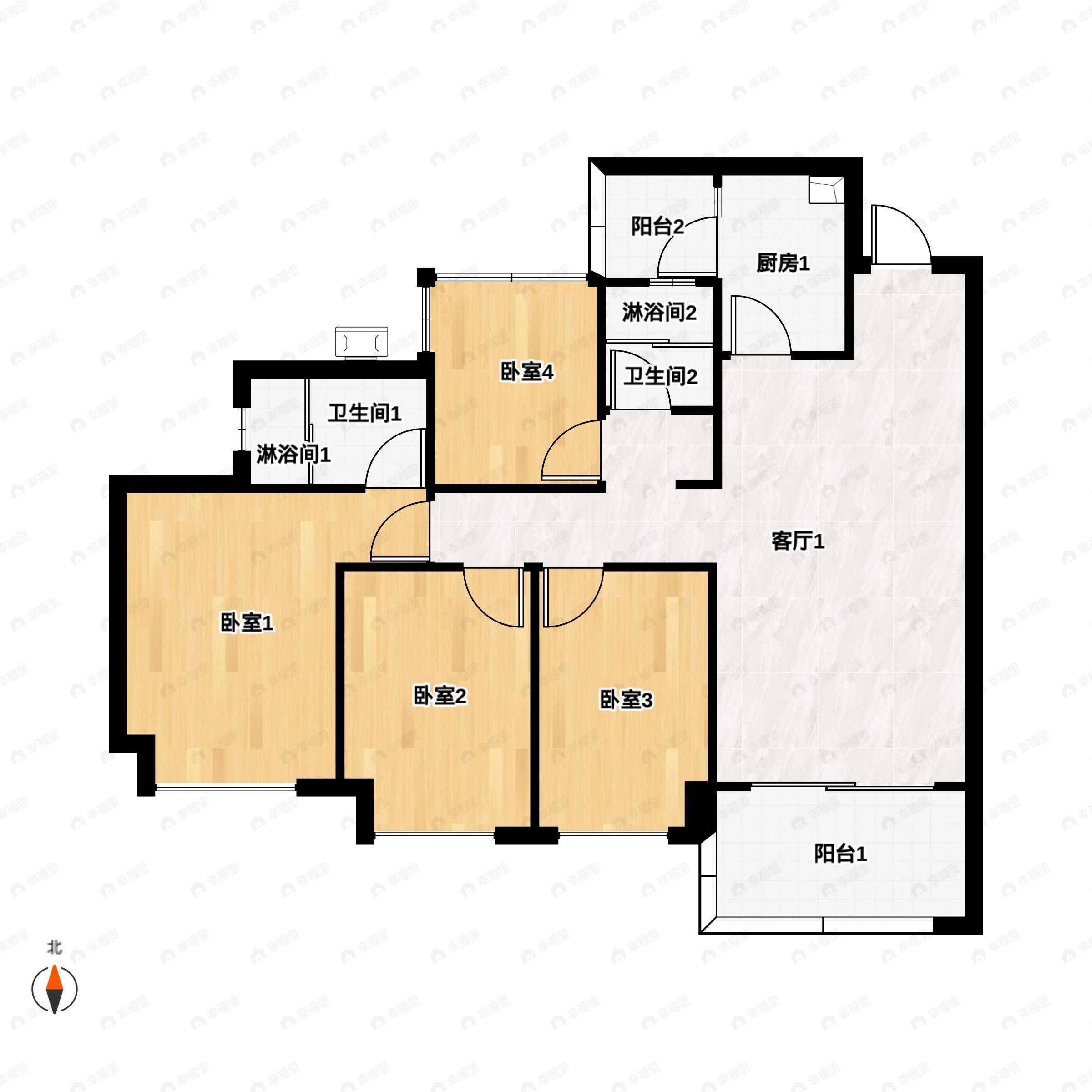 4室2厅2卫建面116平户型图