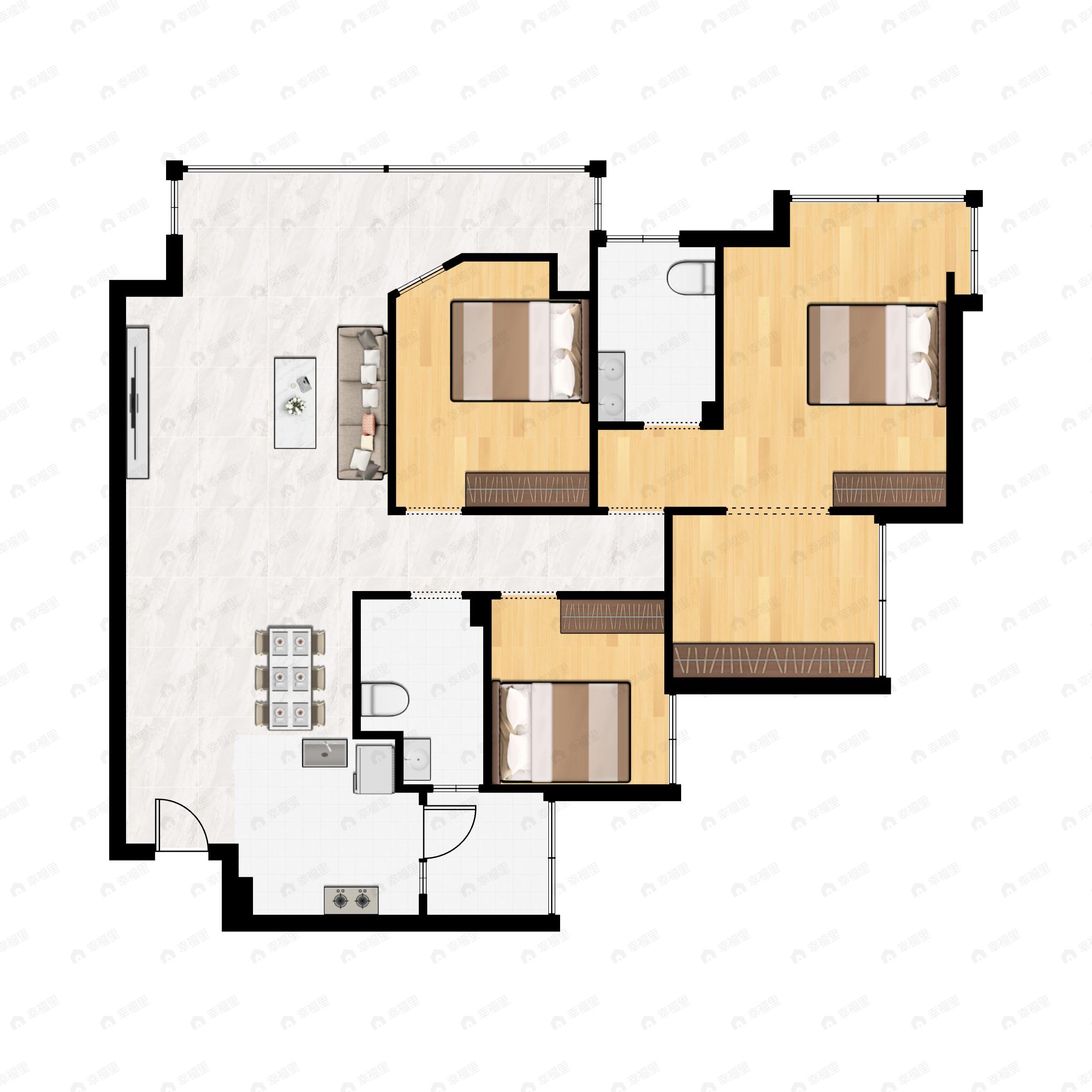 4室2厅2卫建面119平南户型图