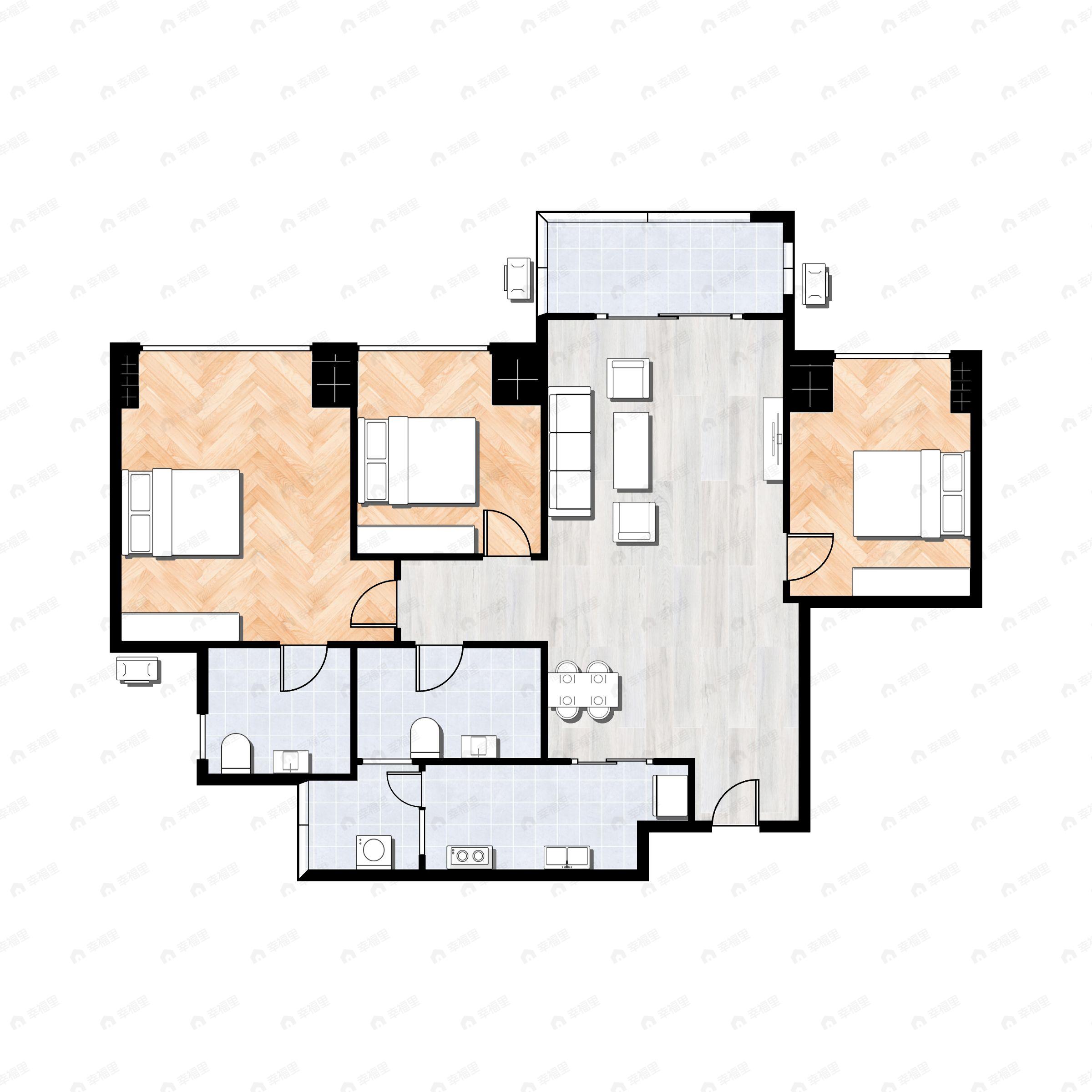 旭辉江山青林半2室2厅2卫户型图