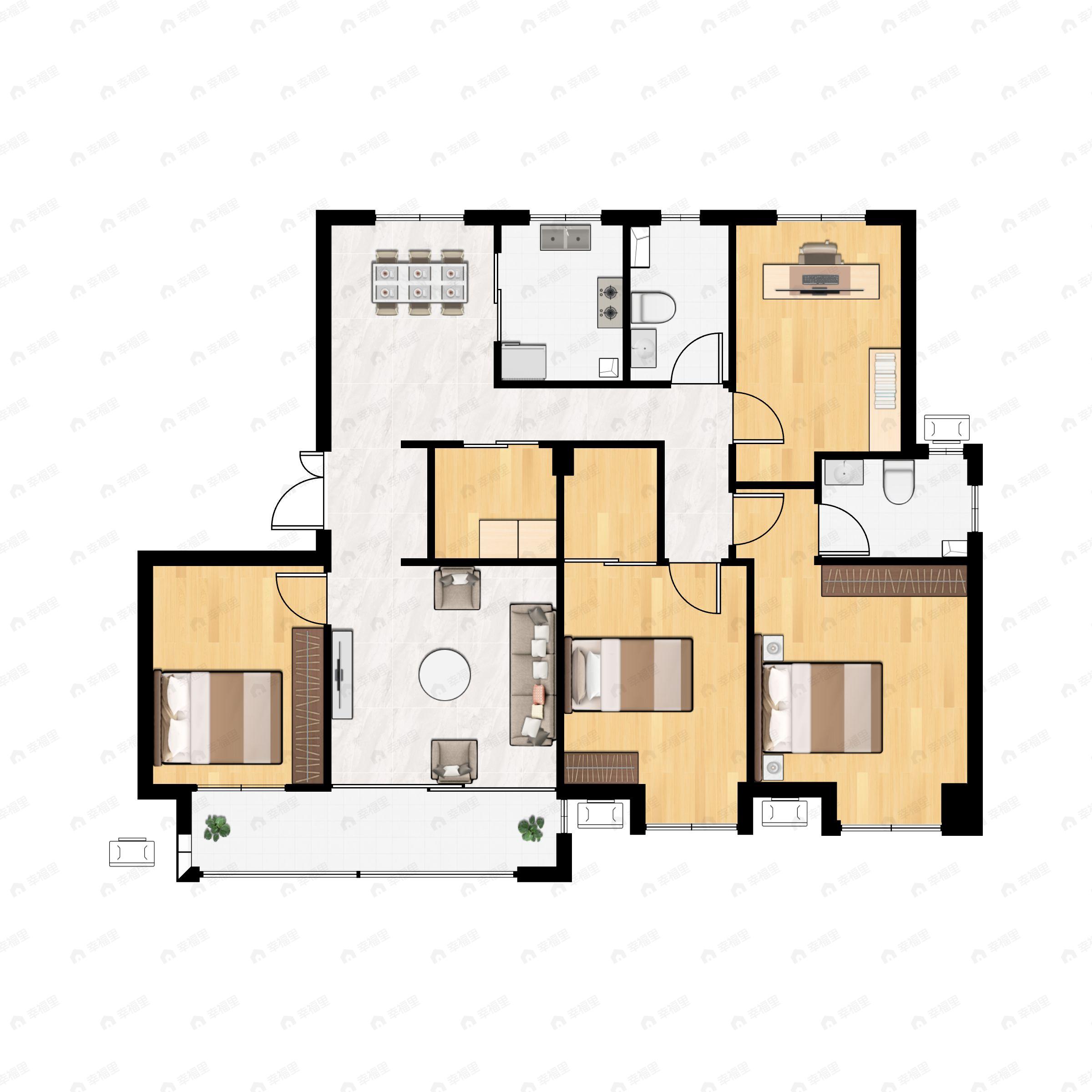 九江印4室2厅2卫户型图