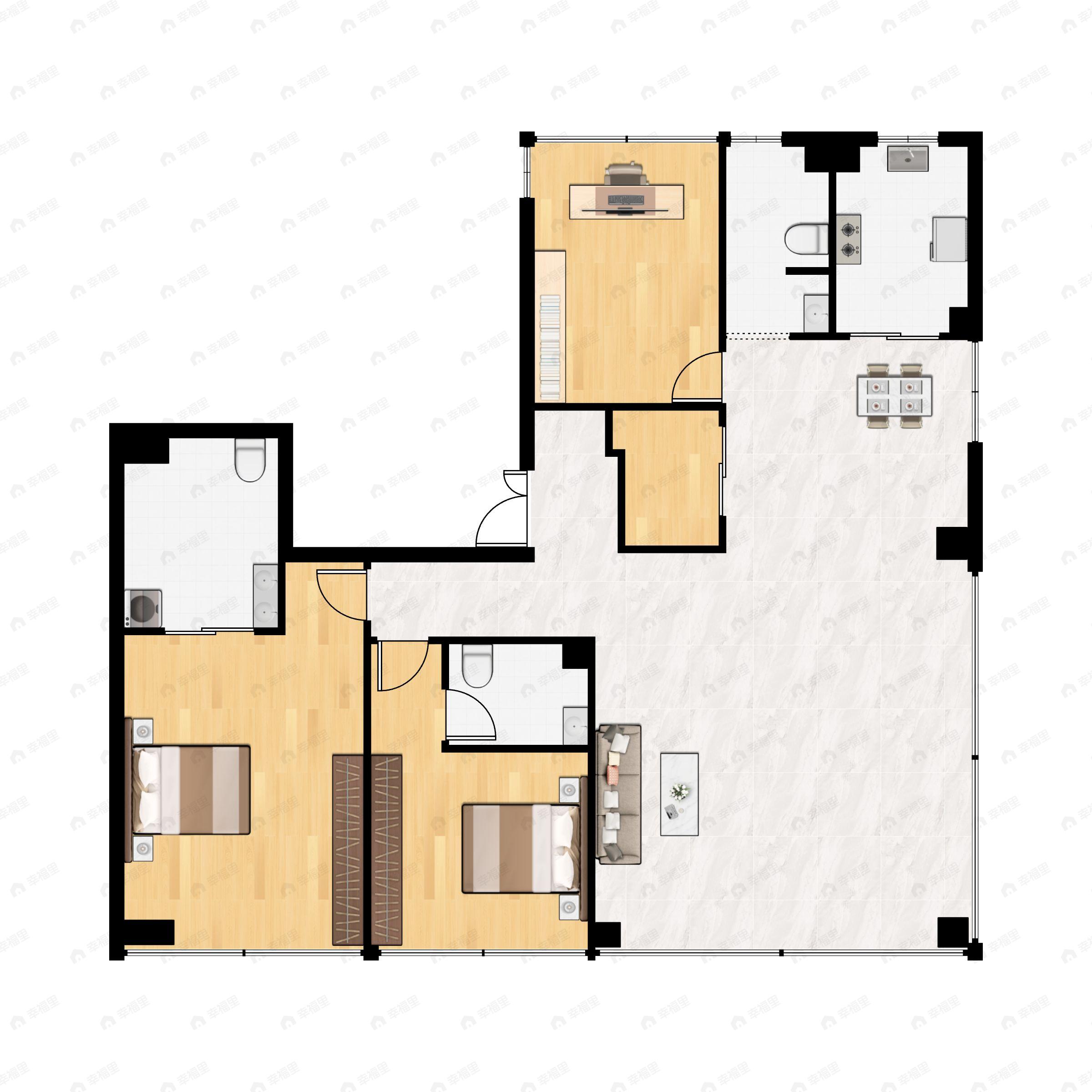 3室2厅3卫建面185平户型图