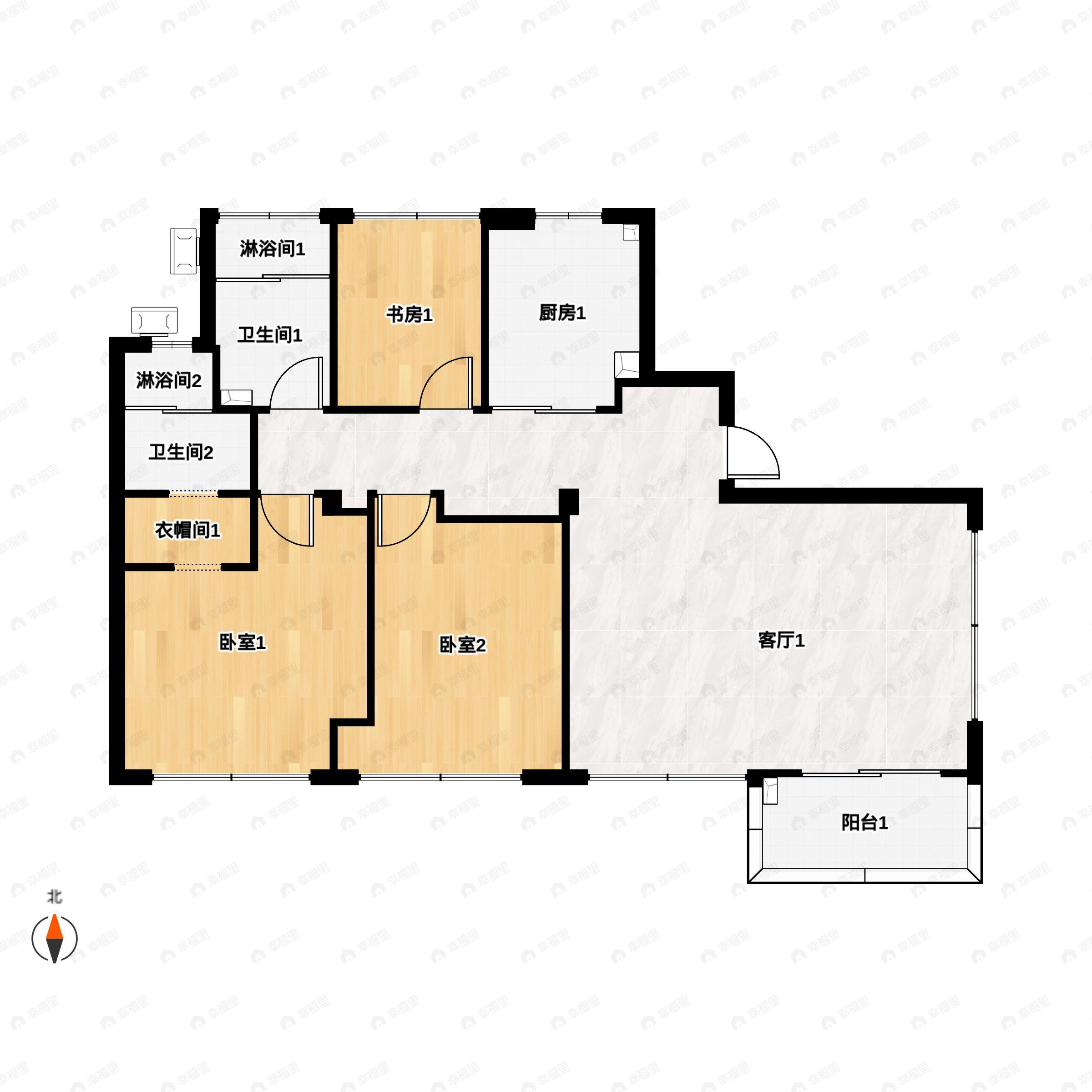 3室2厅2卫建面119平东南户型图
