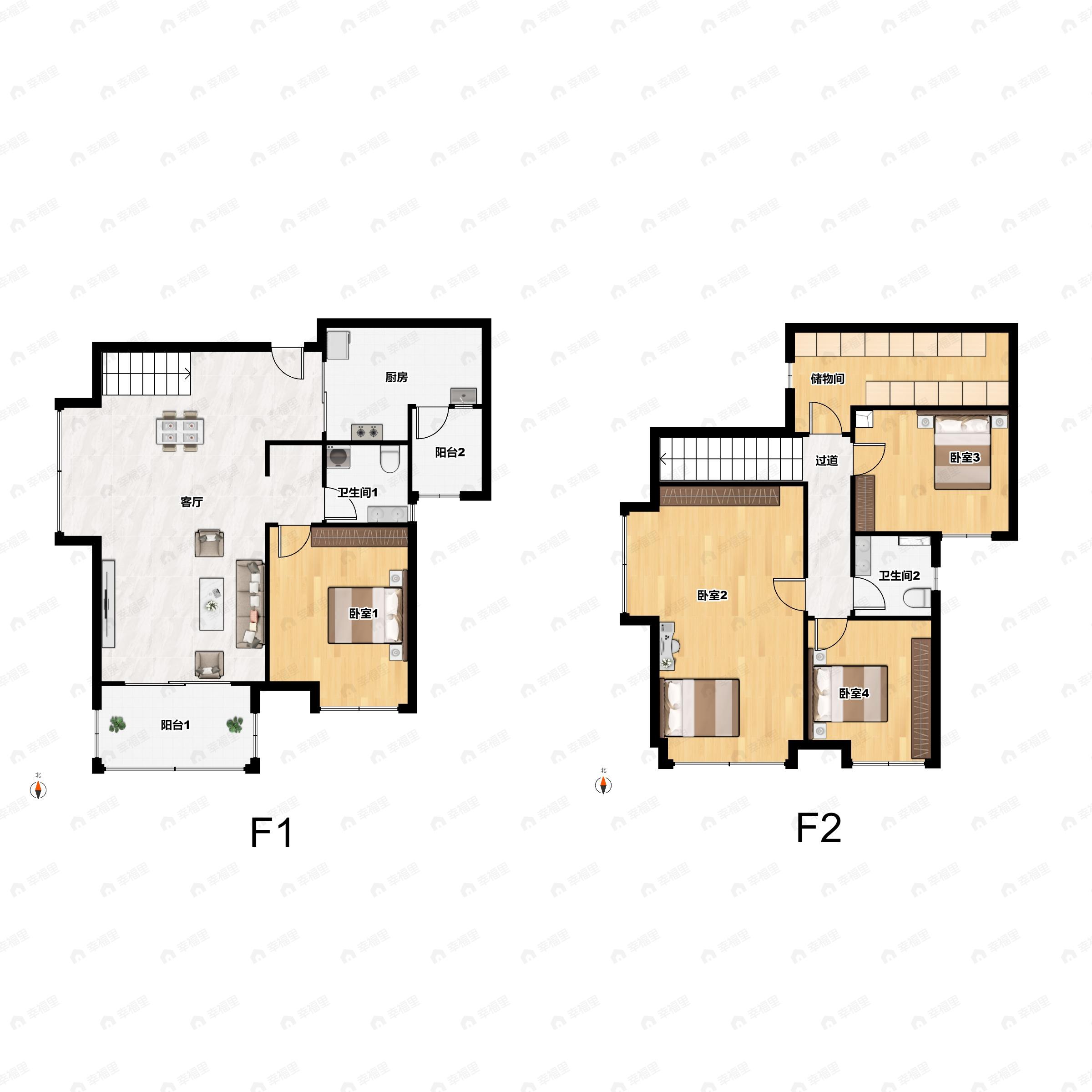4室2厅2卫建面127平户型图