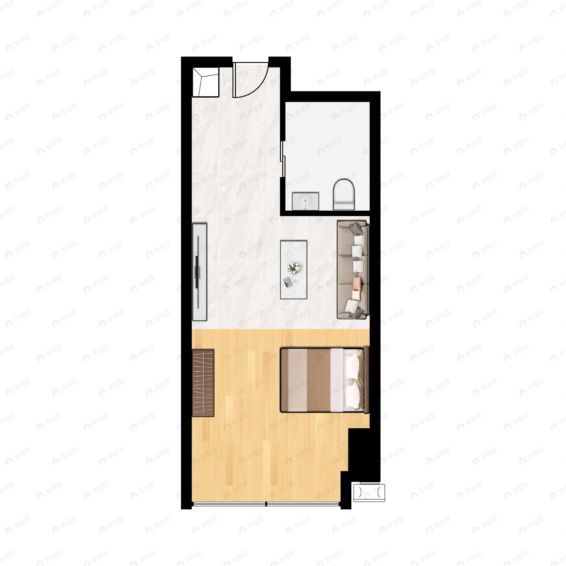 1室1厅1卫建面47m²北户型图