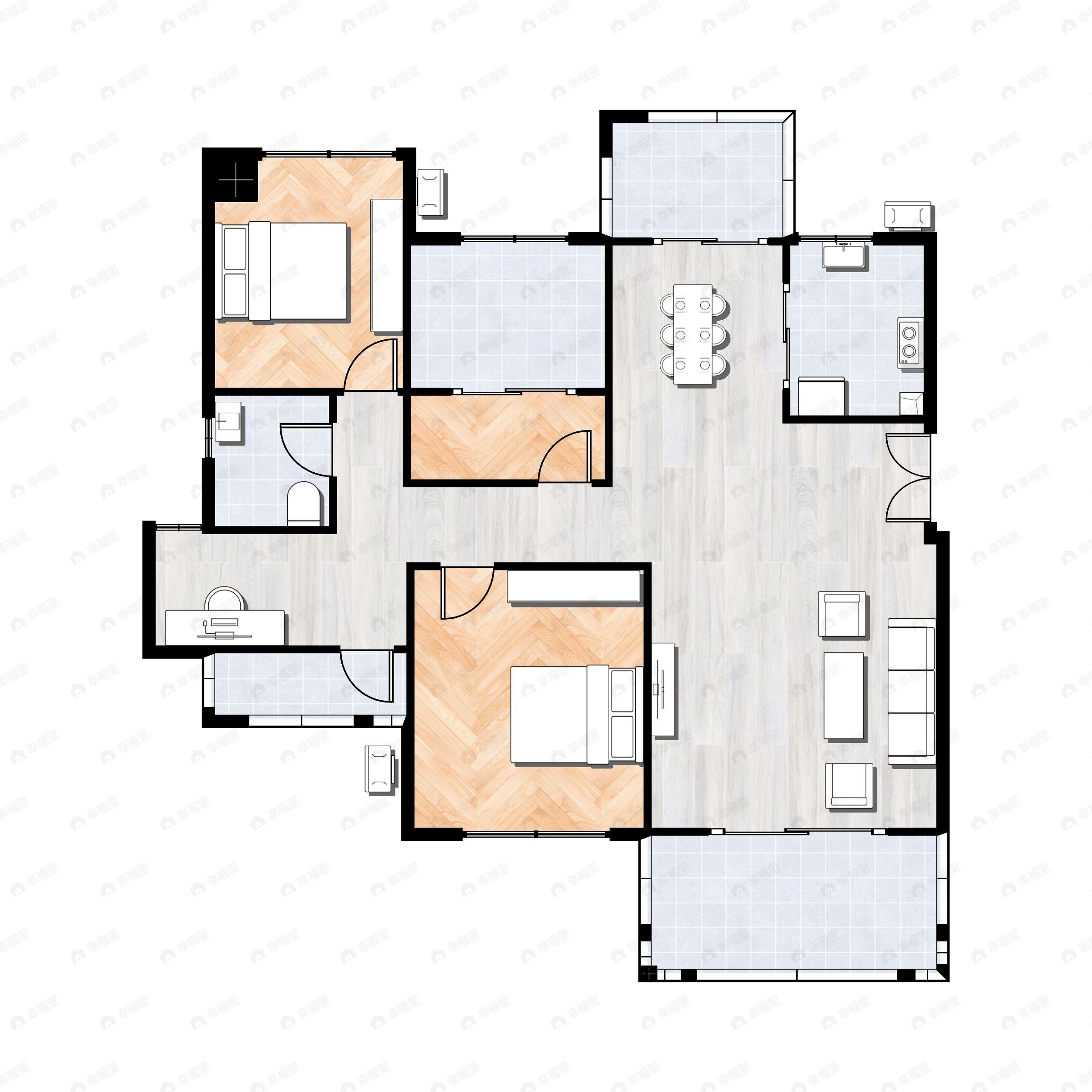 2室2厅1卫建面101平户型图