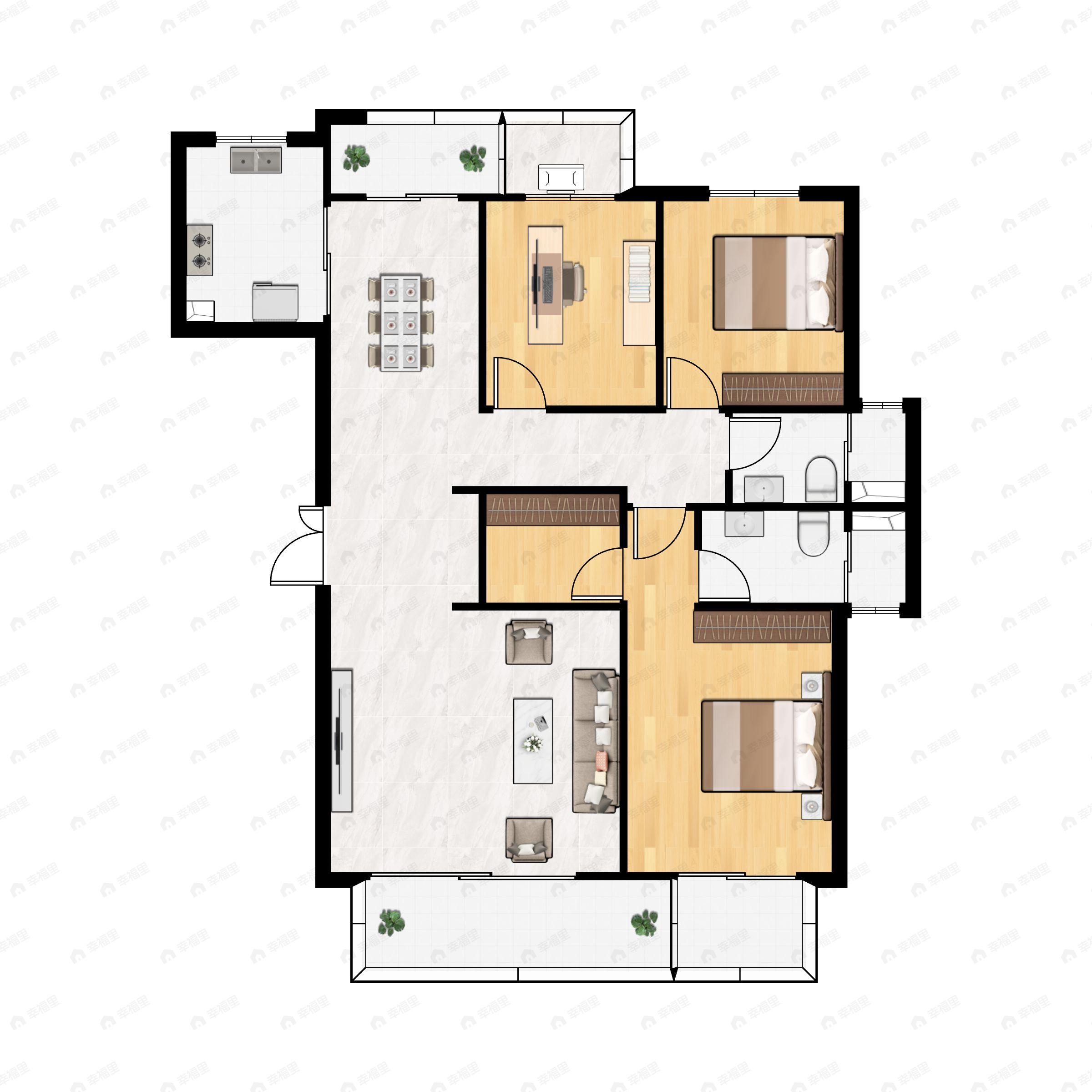 3室2厅2卫建面143平户型图